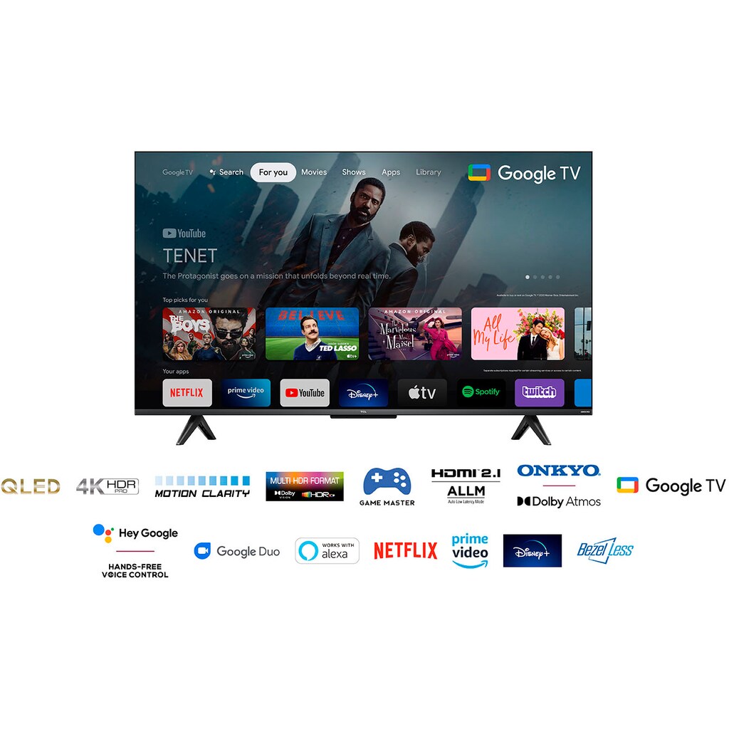 TCL QLED-Fernseher »43C631X2«, 108 cm/43 Zoll, 4K Ultra HD, Smart-TV-Google TV