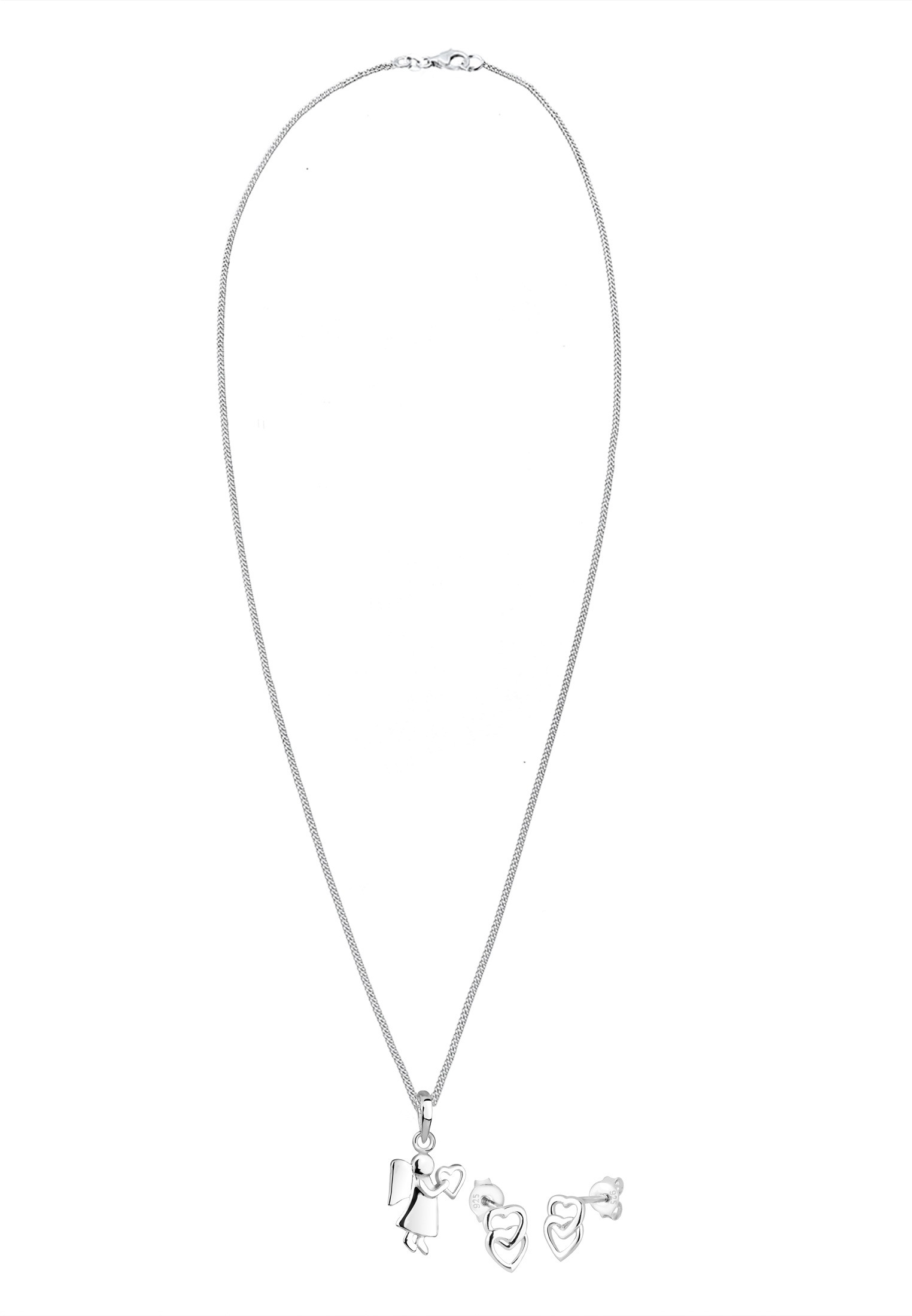Elli Ohrring und Ketten Set »Schmuckset Engel Herz 925 Sterling Silber«