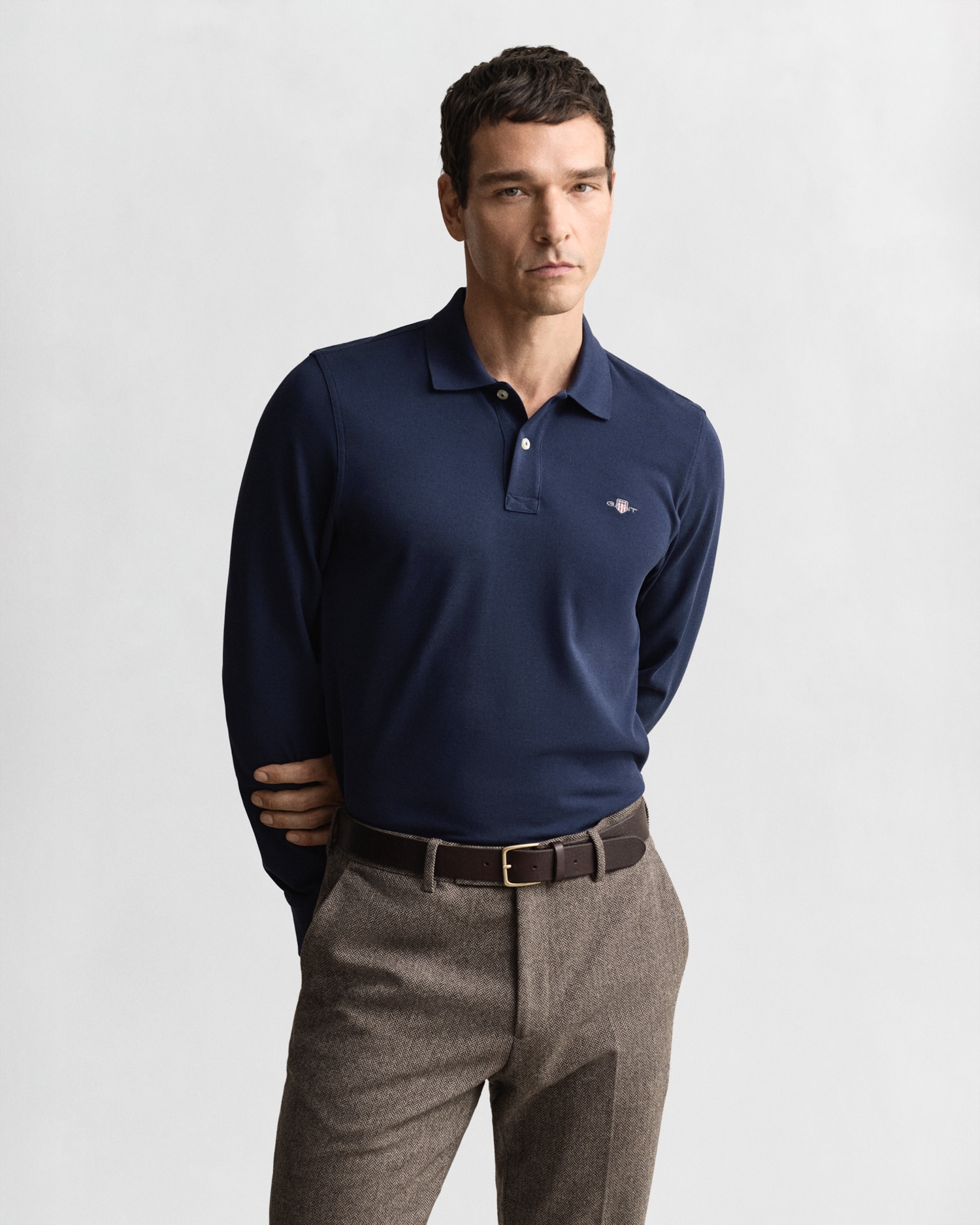 Gant Poloshirt »REG SHIELD LS PIQUE RUGGER« mit Logotickerei auf der Brust