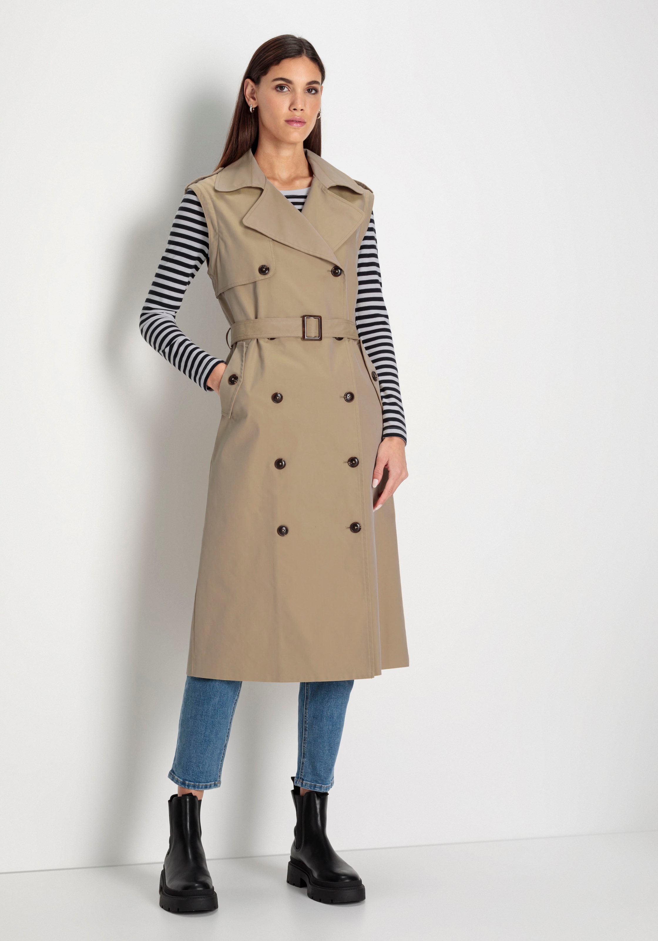 HECHTER PARIS Trenchcoat, (Set, 4 tlg., mit abnehmbaren Ärmeln), zur Trenchweste umfunktionierbar