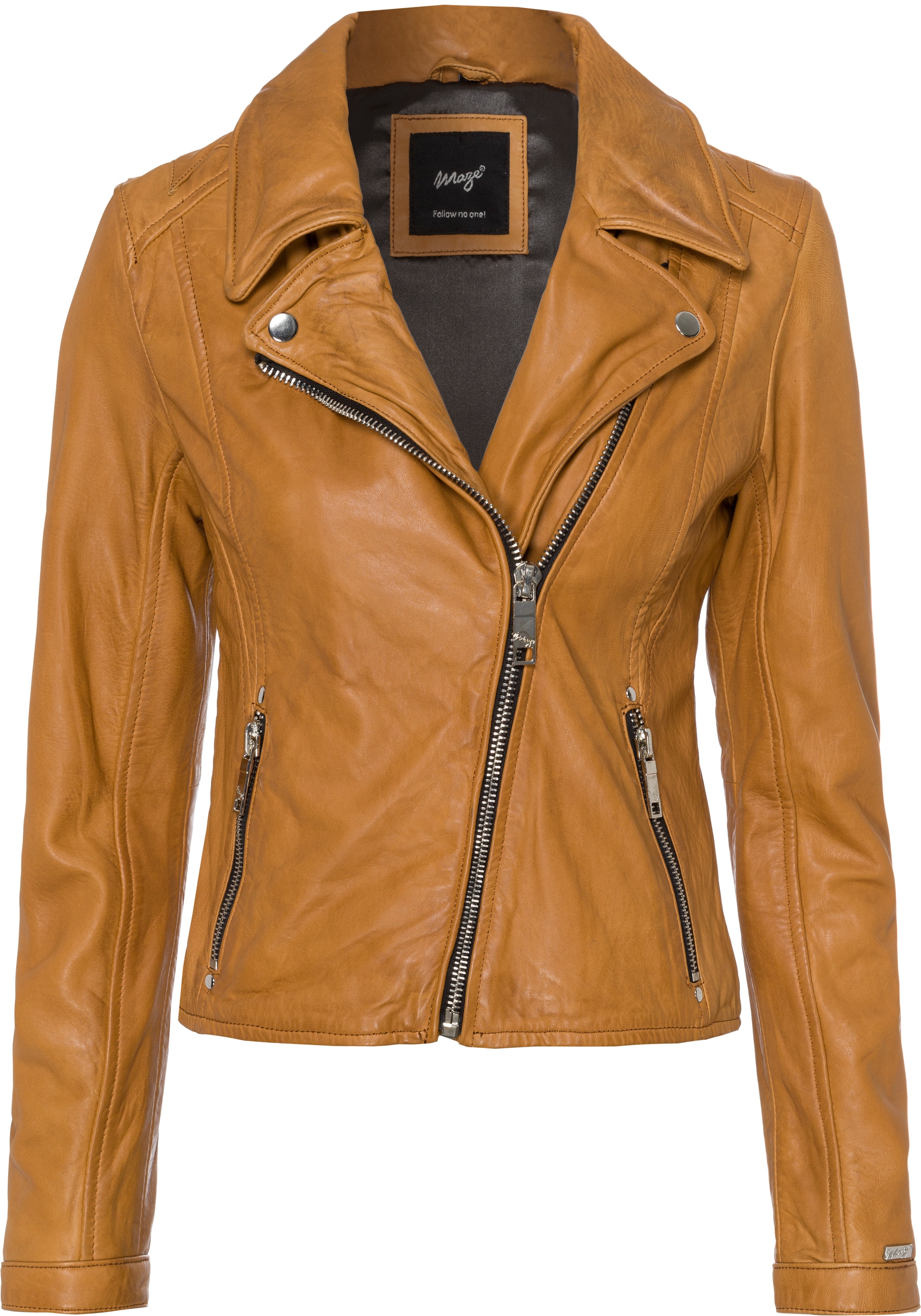 Maze Lederjacke, im Bikerlook und Einsätze hinten