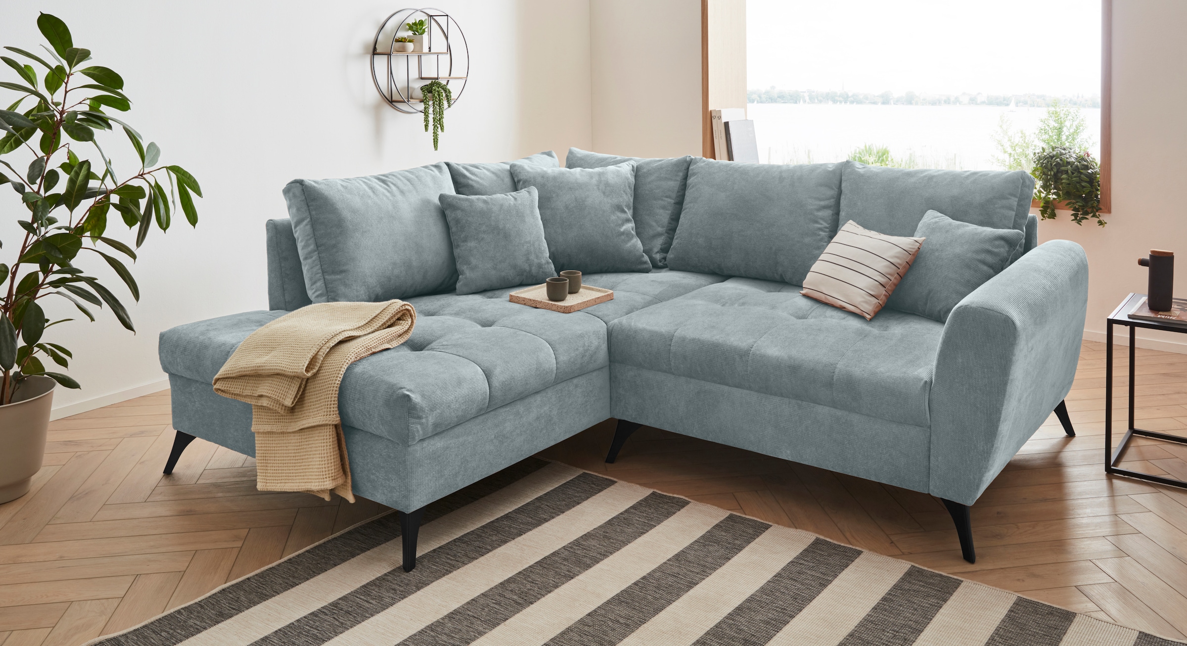 INOSIGN Ecksofa »Lörby L-Form«, auch mit Aqua clean-Bezug, feine Steppung im Sitzbereich, lose Kissen