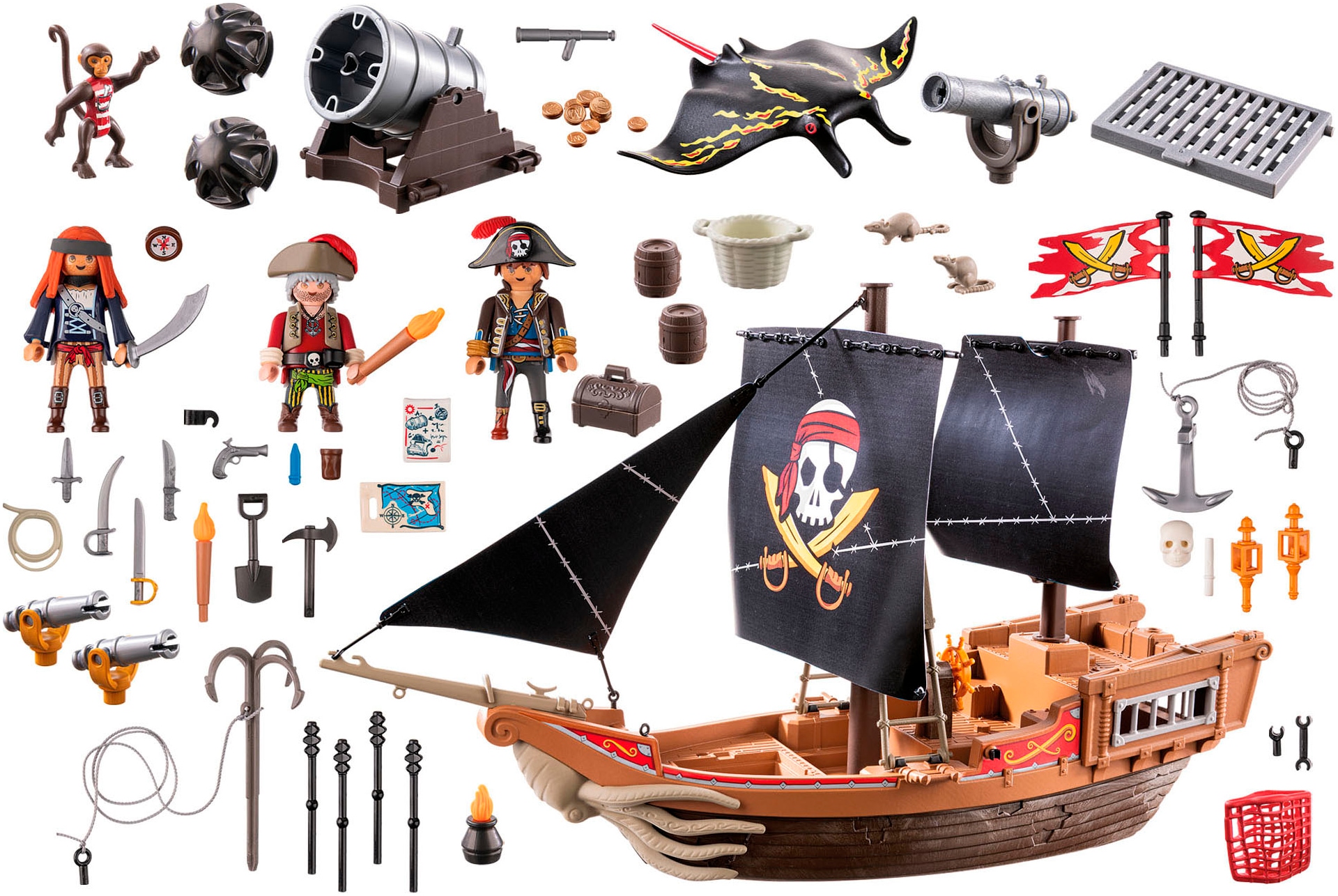 Playmobil® Konstruktions-Spielset »Großes Piratenschiff (71530), Pirates«, (137 St.), Made in Europe