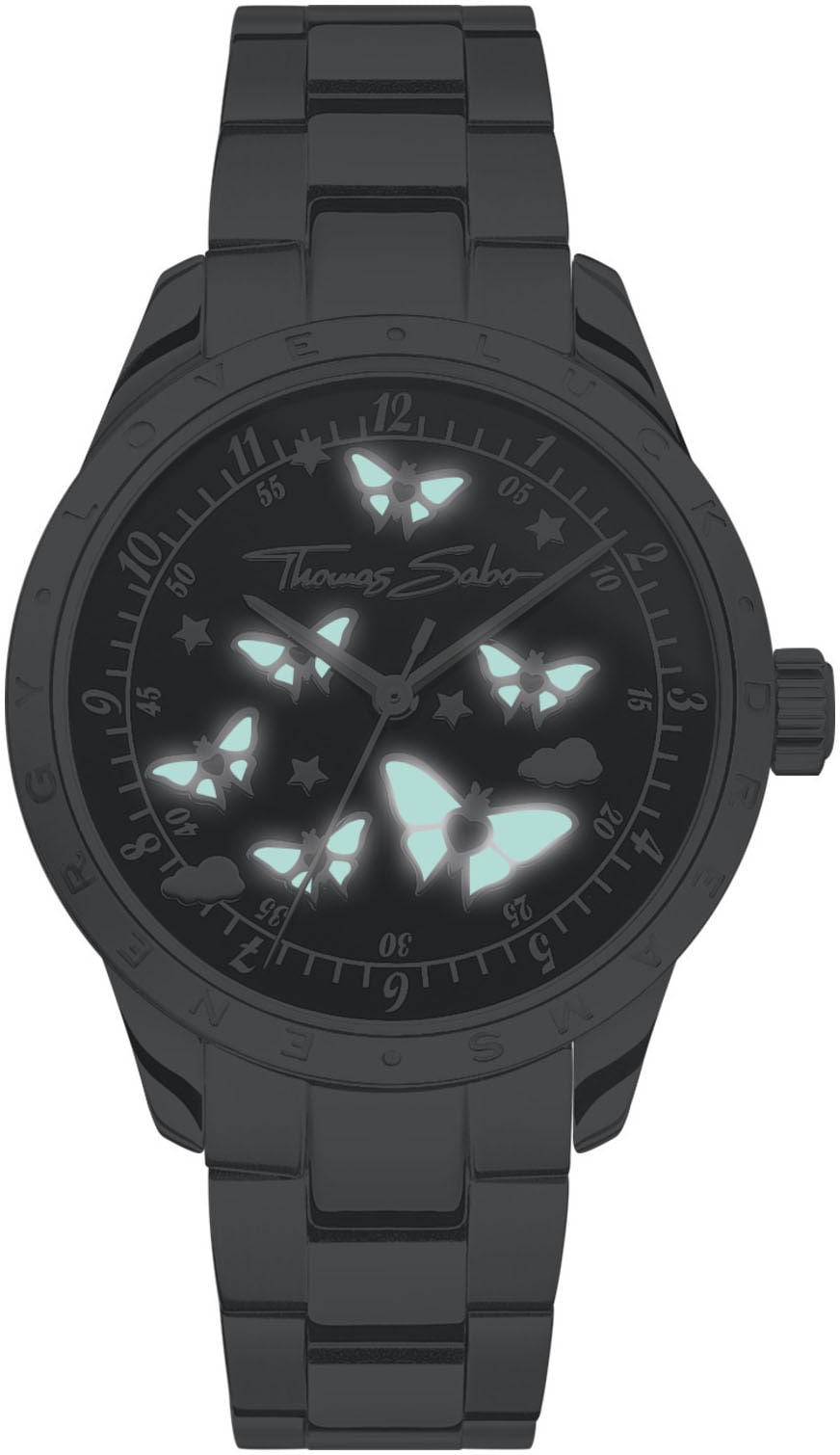 THOMAS SABO Quarzuhr »BUTTERFLIES«, Armbanduhr, Damenuhr, Edelstahlarmband, analog