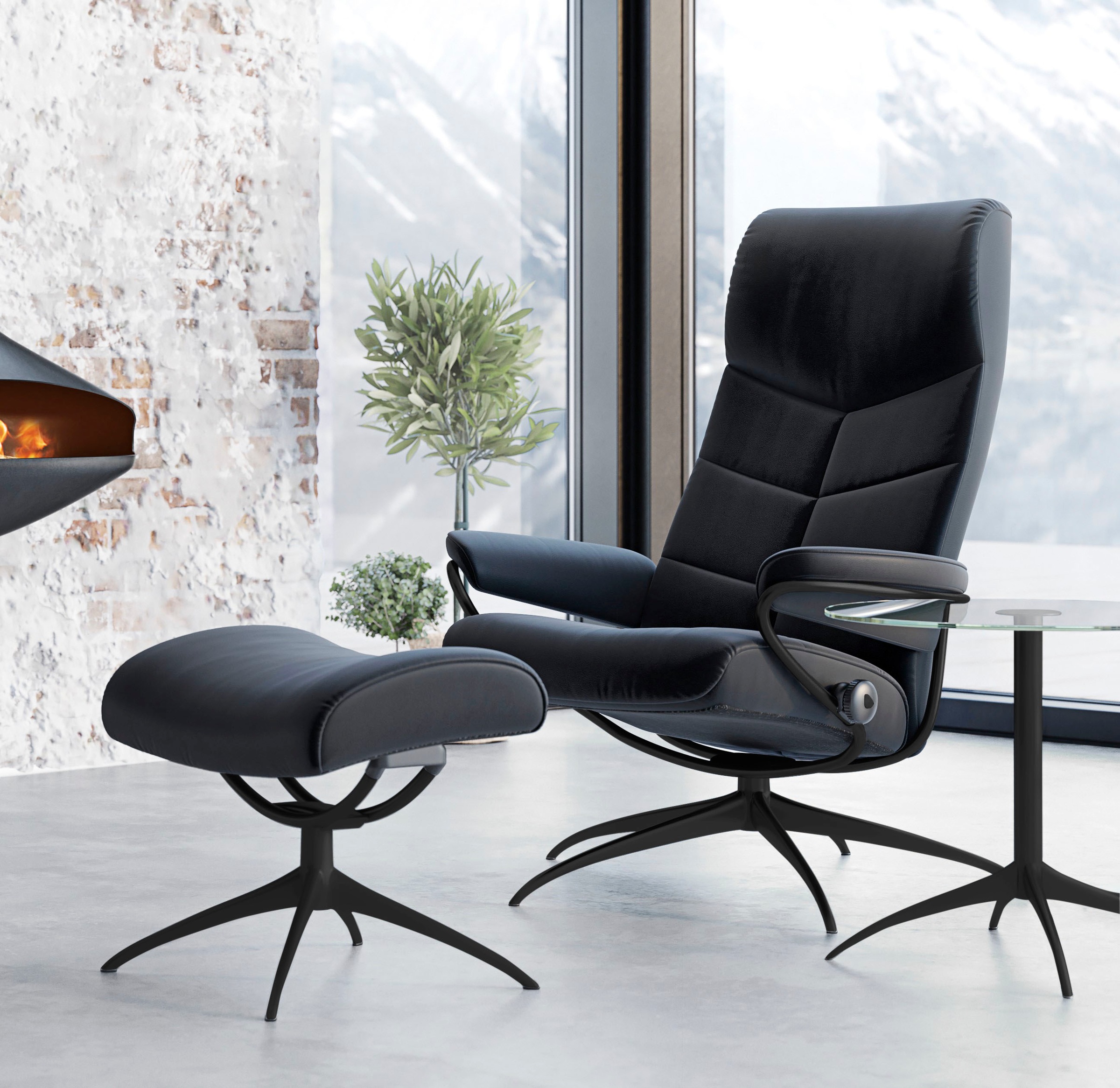 Stressless® Relaxsessel »Dublin«, mit Hocker, High Back, mit Star Base, Gestell Schwarz