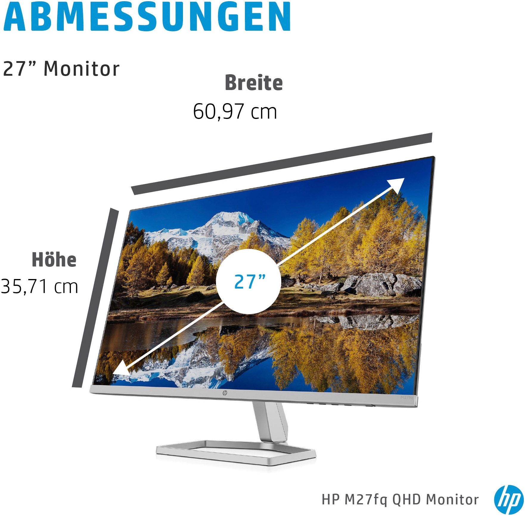 HP LED-Monitor »M27fq QHD (HSD-0093-K)«, 69 cm/27 Zoll, 2560 x 1440 px, QHD, 5 ms Reaktionszeit, 75 Hz