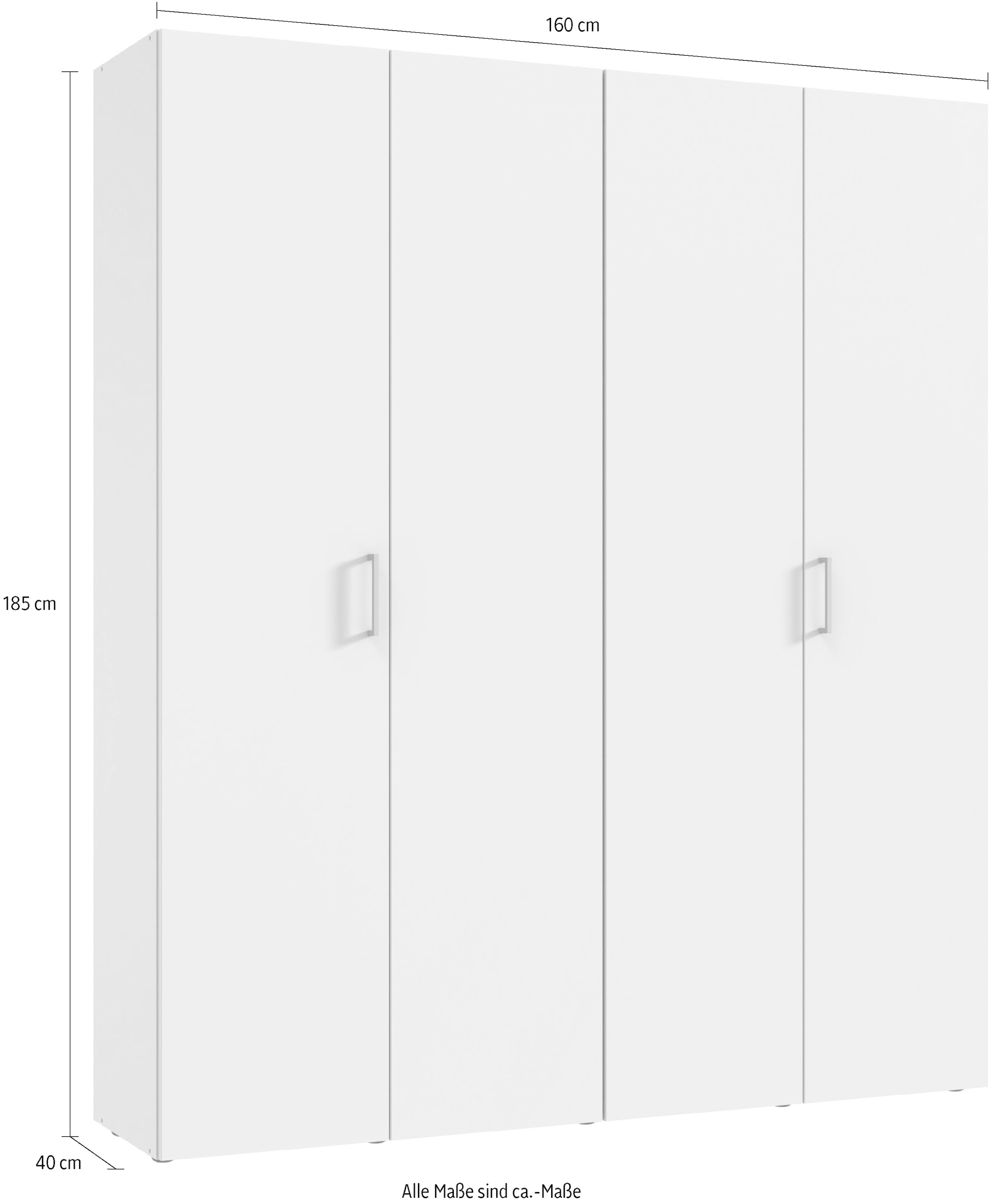 Wimex Kleiderschrank »Mugano,in 8 Breiten,3 Höhen,2 Tiefen, viele Farben, Made in Germany«, (in Basic oder Premium Ausstattung mit 2 weiteren Einlegeböden), mit langen oder kurzen Griffen aus Metall, mit oder ohne Spiegel