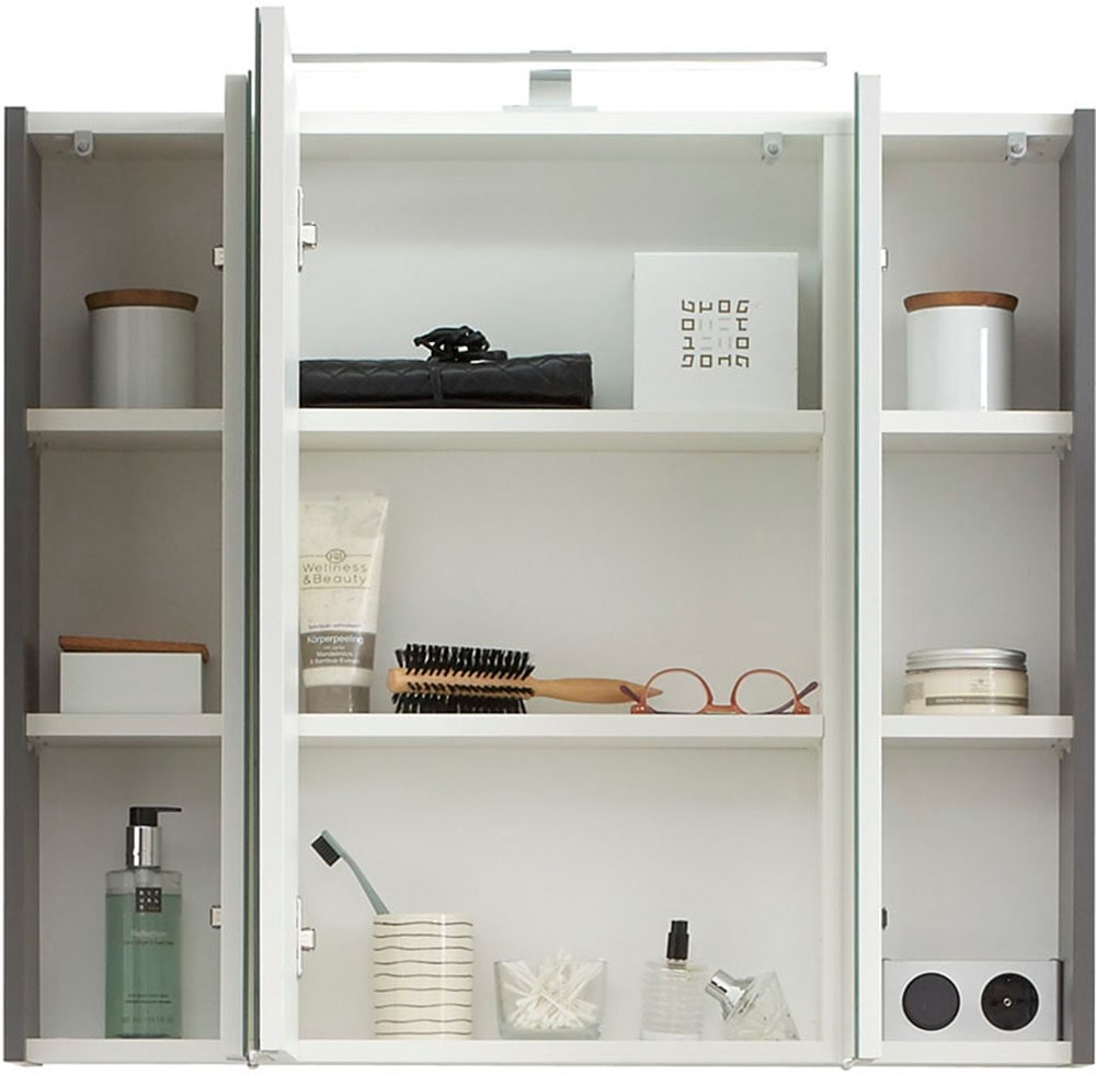 Saphir Badmöbel-Set »Quickset 5-teilig, Keramik-Waschtisch und LED-Spiegelschrank« 7 Stk. tlg.