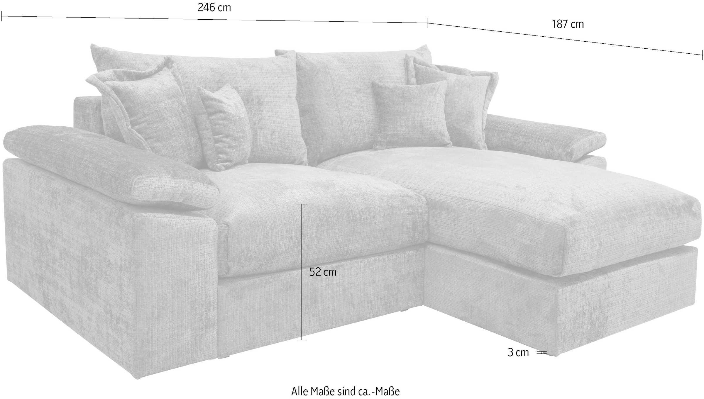 Home affaire Ecksofa »Soft&Cosy XL L-Form - Breite 246 cm«, Mega-Sofa, Cord oder Chenille-Struktur, Federkern-Polsterung