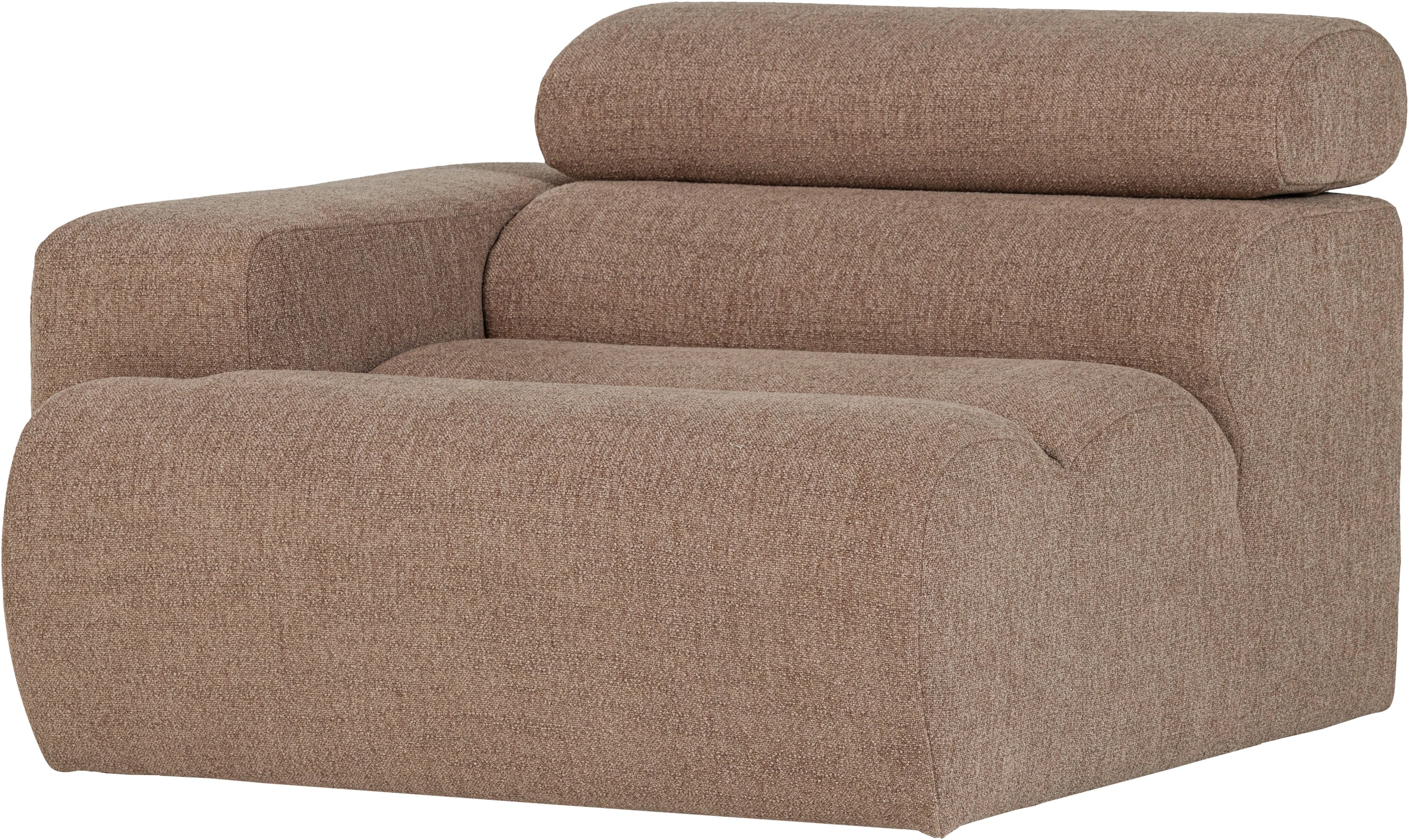 WOOOD Sessel »Novi mit Bezug und verstellbarer Nackenstütze B 109 x T 113 x H 86 cm« Tragkraft 120 kg, Kliksystem für Elementen-Kombination, Rilo-Bouclé