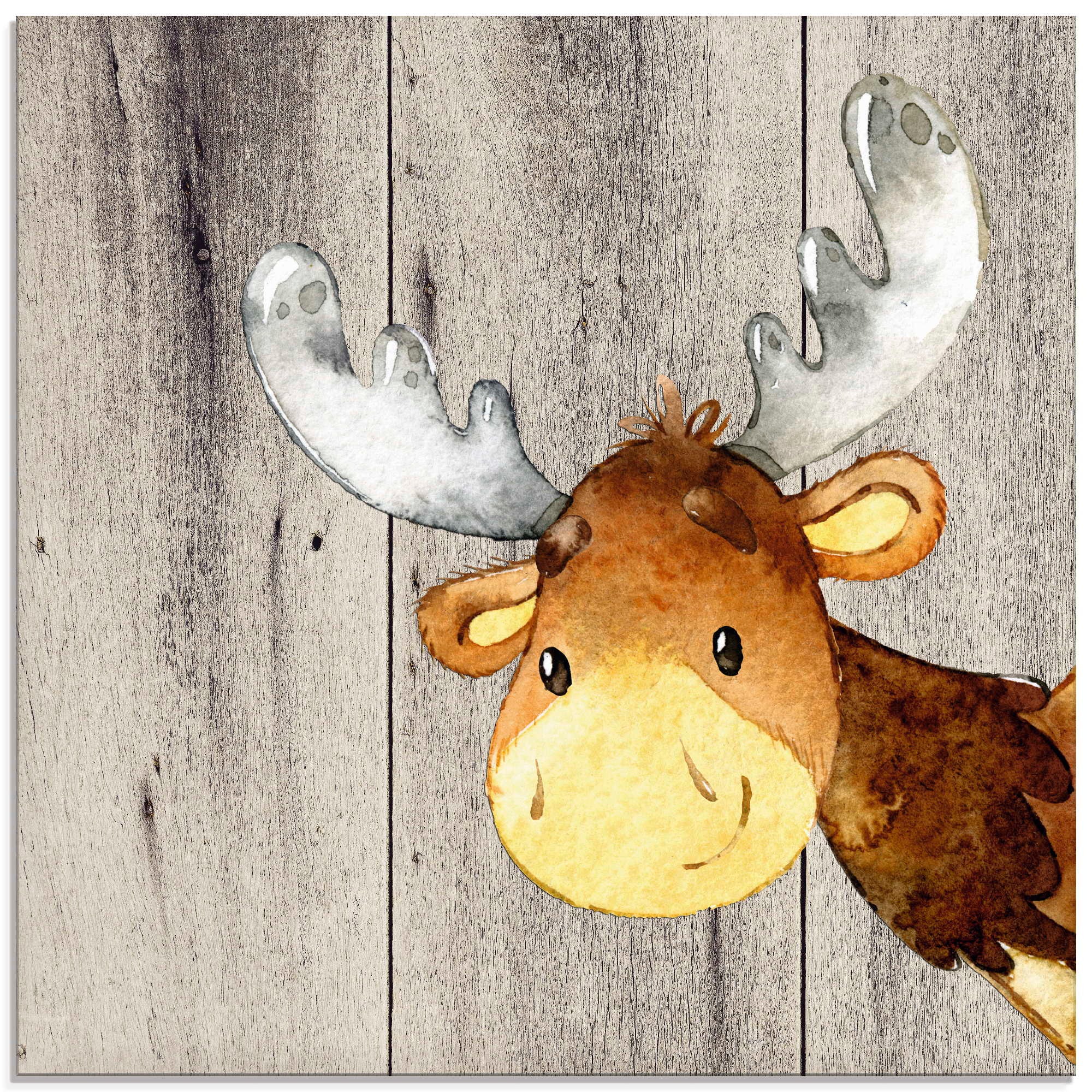 Artland Glasbild »Waldland Freunde - Hirsch«, Tiere, (1 St.)