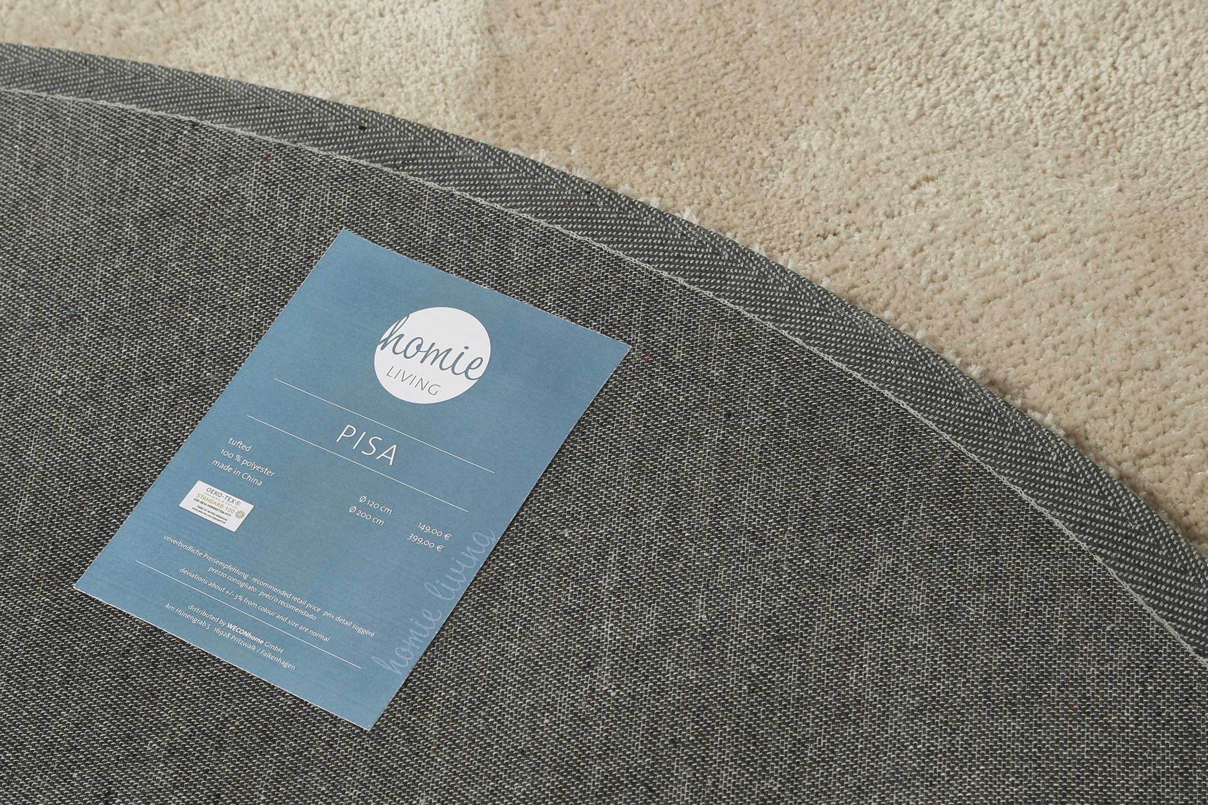 Homie Living Teppich »Pisa«, rund, 25 mm Höhe, Hochflor, Microfaser, uni, weich, Shaggy, Wohnzimmer, Schlafzimmer