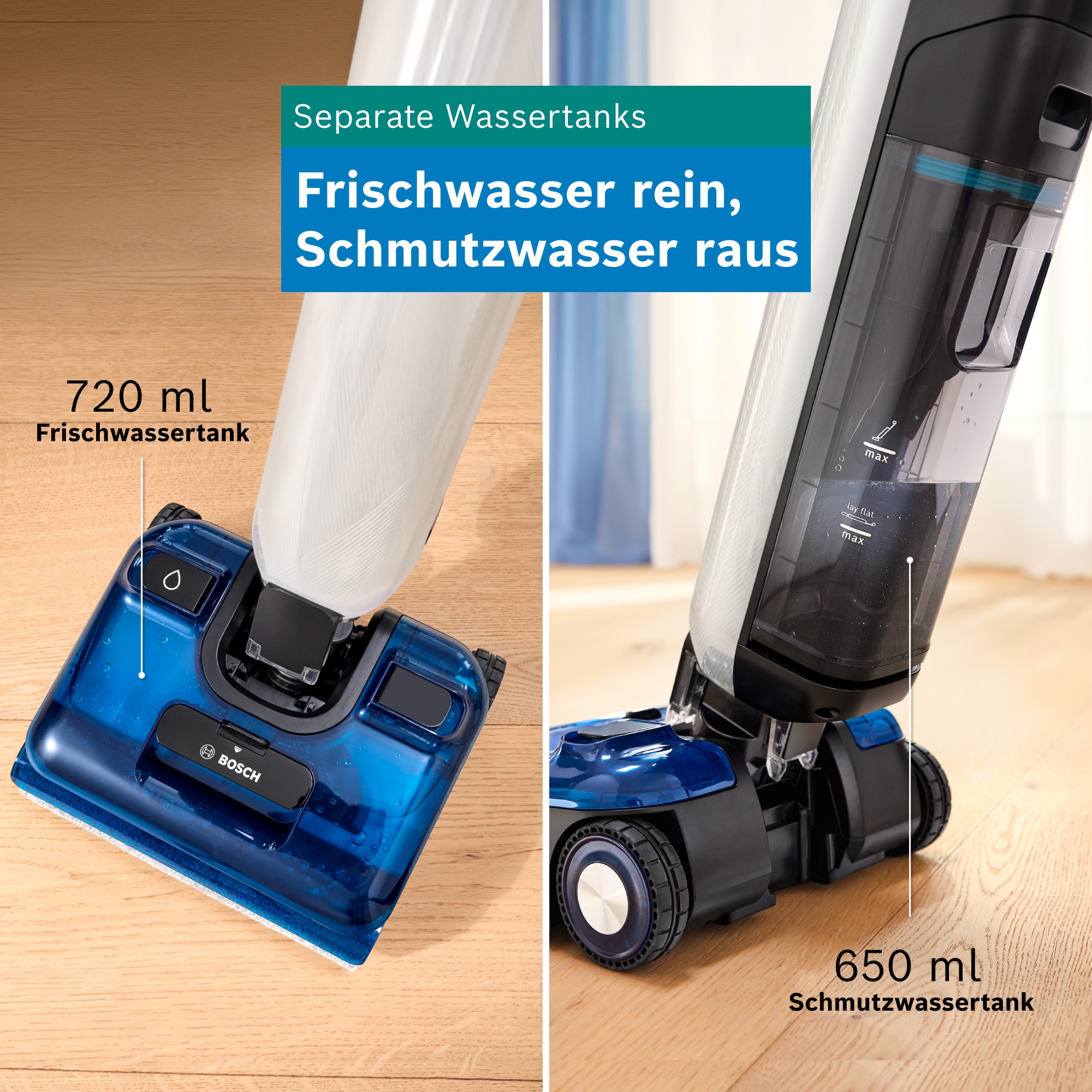 BOSCH Nass-Trocken-Sauger »OneFlow Serie 4 BHF41WM/BHF41WS, Selbstreinigung, 24.000 PA Saugkraft« Anti-Haarverwicklung, LED-Licht, Schnelltrocknung, 40 min Akku / 150m²