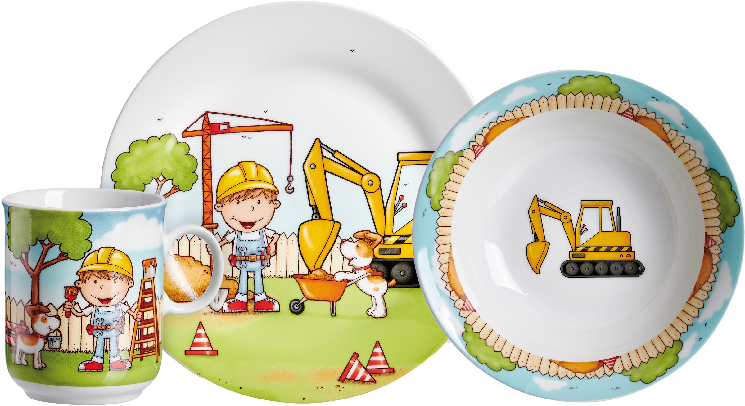 Ritzenhoff & Breker Kindergeschirr-Set »Bauarbeiter«, (Set, 3 tlg.)