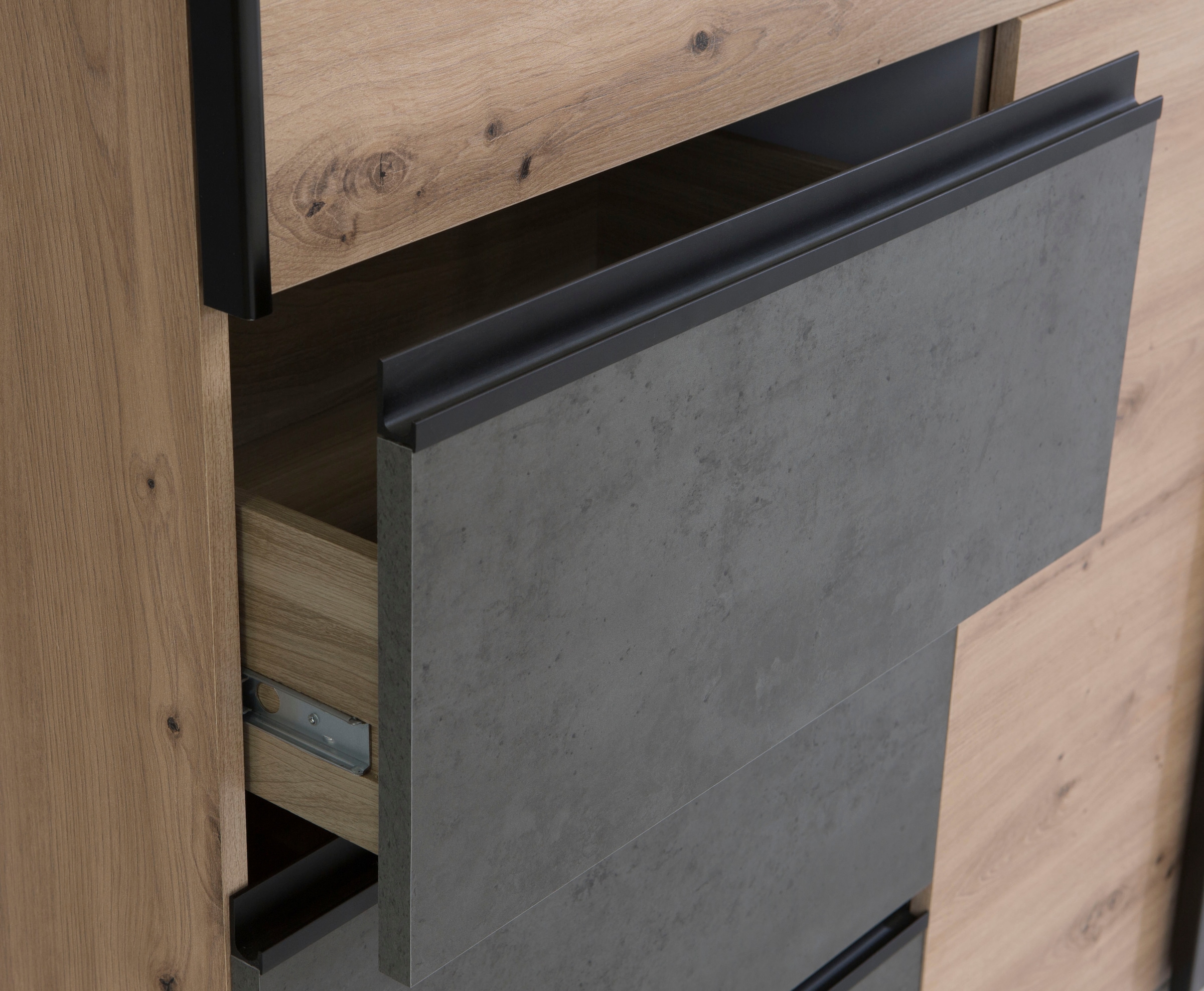 FORTE Schwebetürenschrank »Winn, Schiebetürenschrank mit 3 Schubladen, Made in Europe«, (In 2 Größen erhältlich - B/H/T ca. 170x200,5x61cm und 200x200,5x61cm), verschiedene Größen und Farben, sehr viel Stauraum