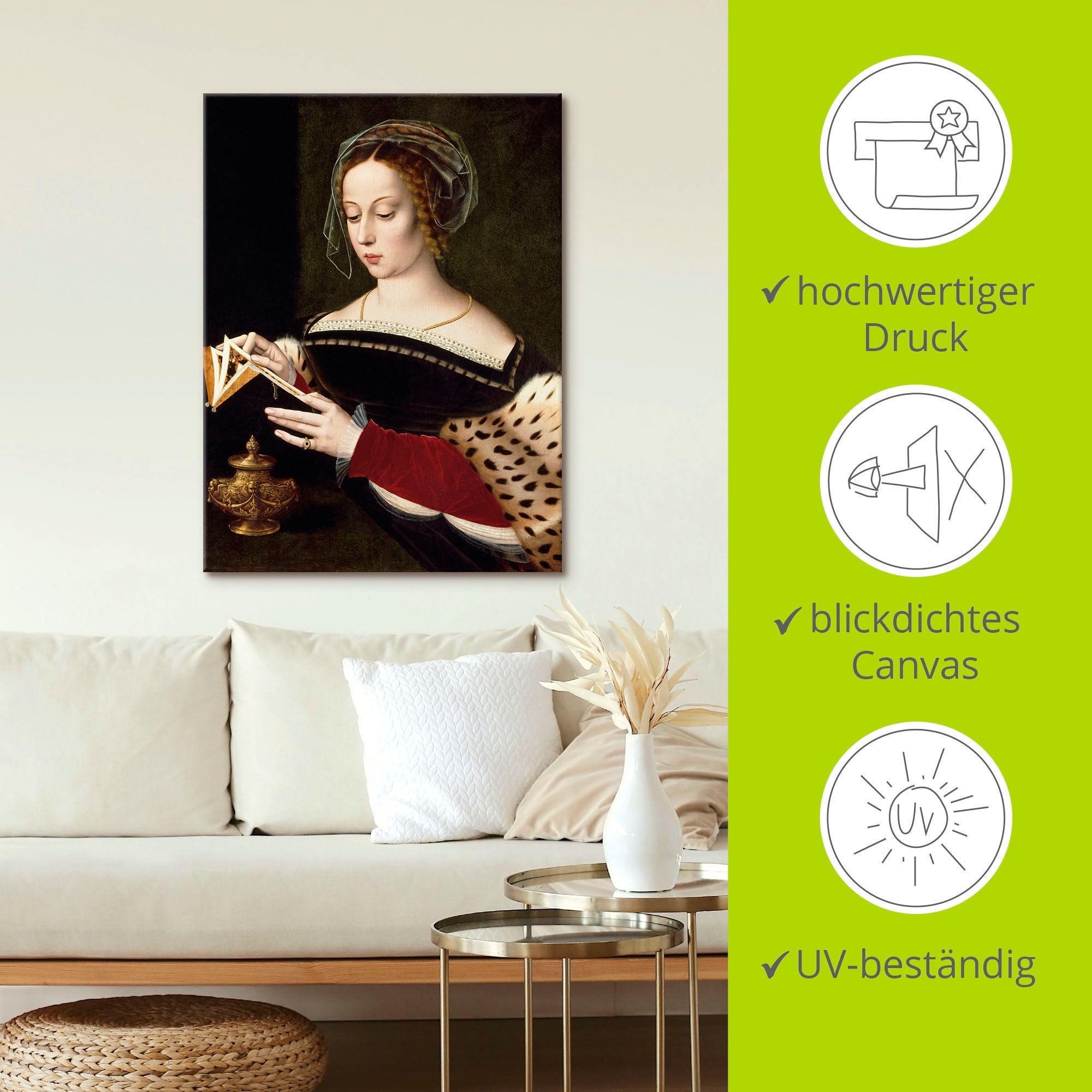 Artland Leinwandbild »Die lesende Maria Magdalena«, Portrait, (1 St.), auf Keilrahmen gespannt