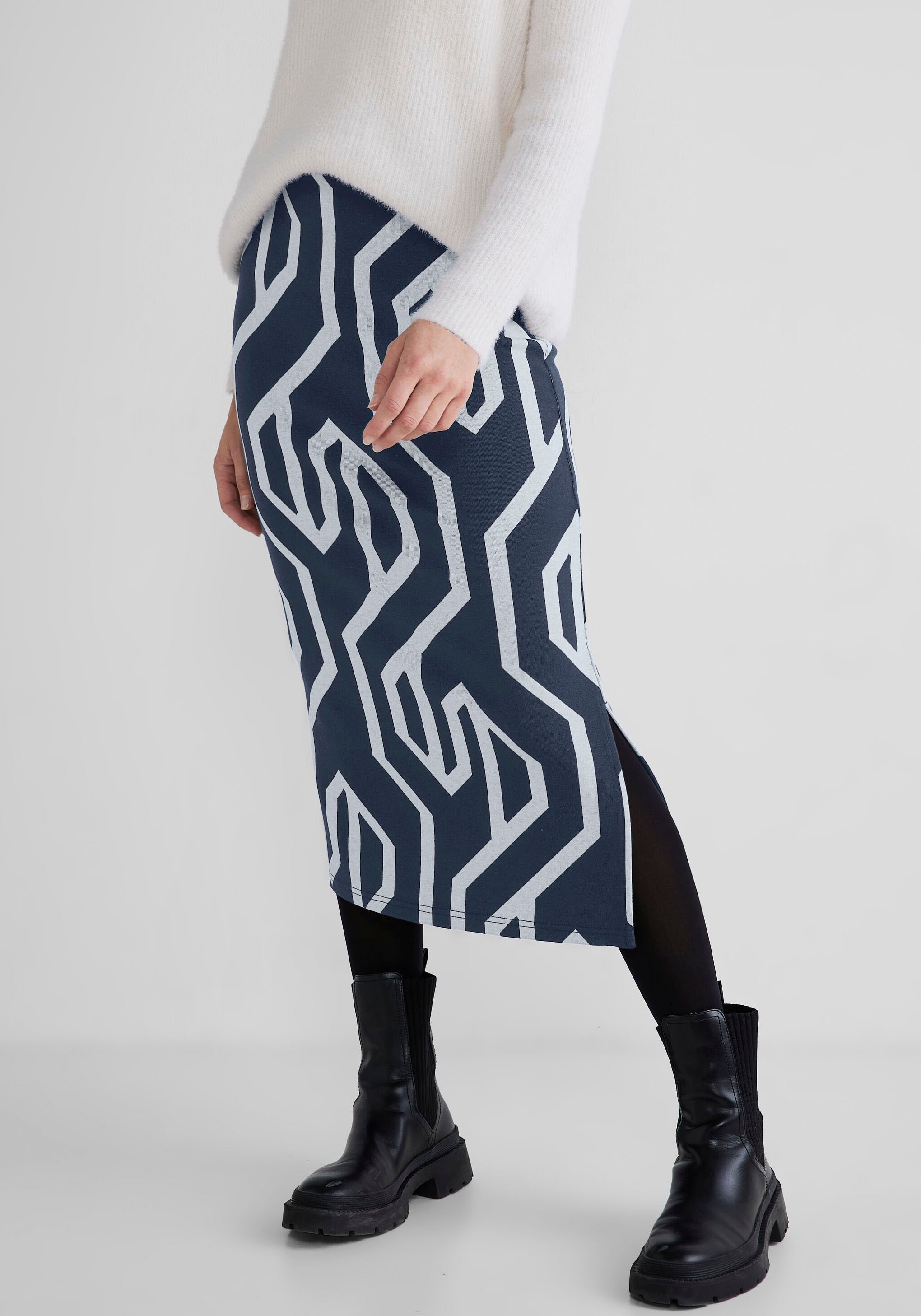 STREET ONE Midirock »STYLE PEPICA«, in grafischem Allover Muster kaufen