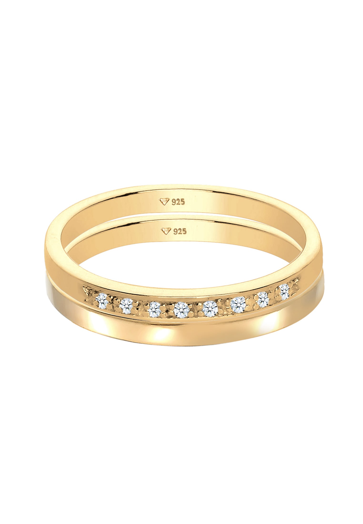 Elli DIAMONDS Ring-Set »Ring Basic Memoire Diamant Stapel Ring-Set 925 Silber«