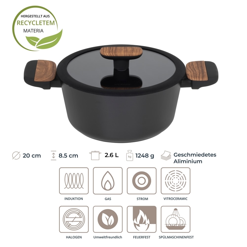 RESTO Kitchenware Kochtopf »Mon, Bratentopf antihaftbeschichtet und spülmaschinenfest« 2 Stk. tlg. Aluminium