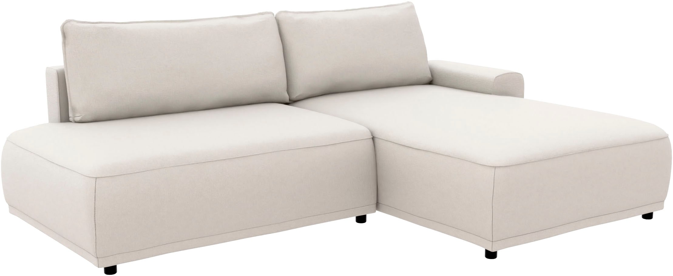 TRENDMANUFAKTUR Ecksofa »Fordon II, Schlafsofa mit Bettkasten, Couch in L-Form, Breite 250 cm« in Struktur LUMOS, 3D-Effekt, sandgrau, Armlehne rechts