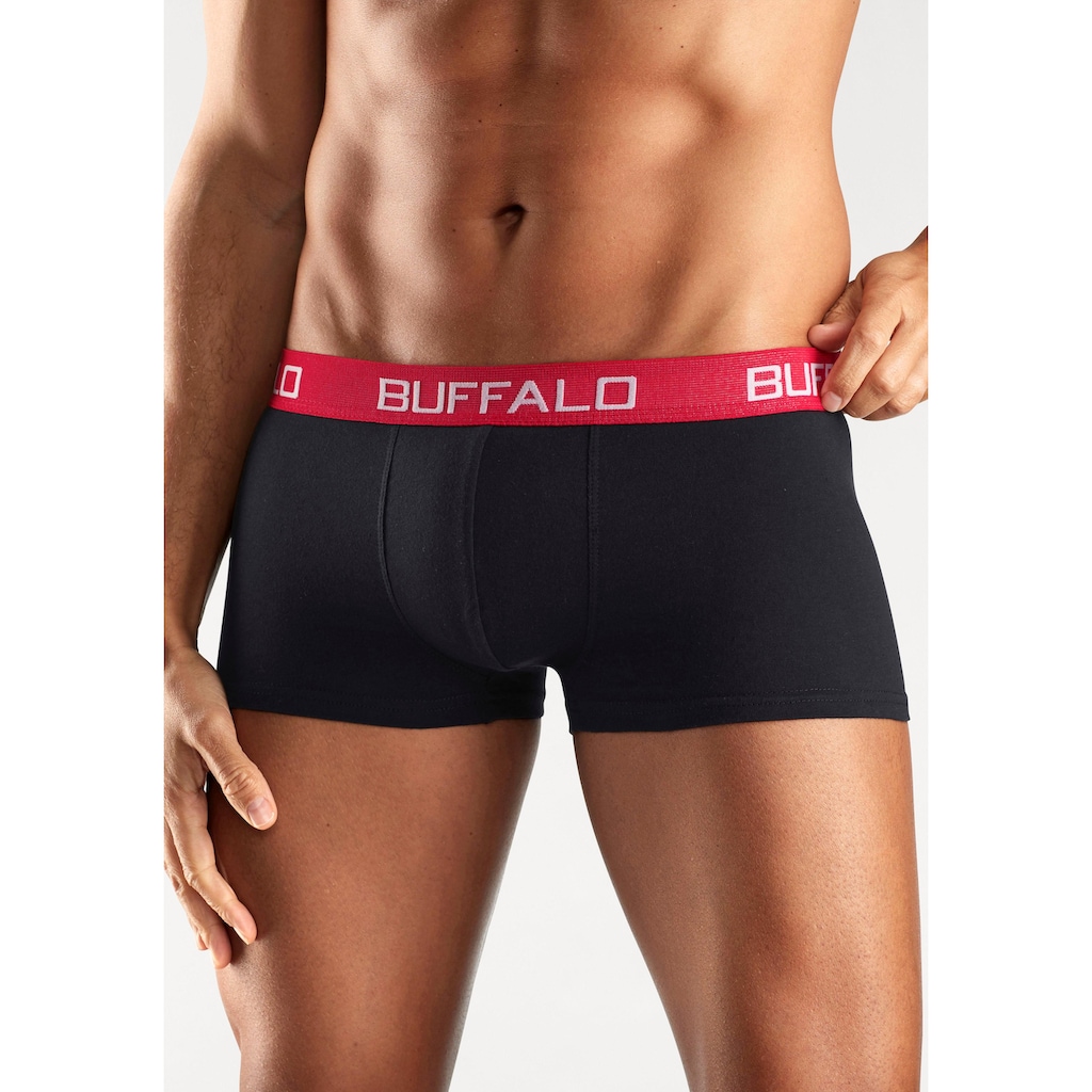 Buffalo Boxershorts, (Packung, 4 St.), in Hipster-Form mit Kontrastbund