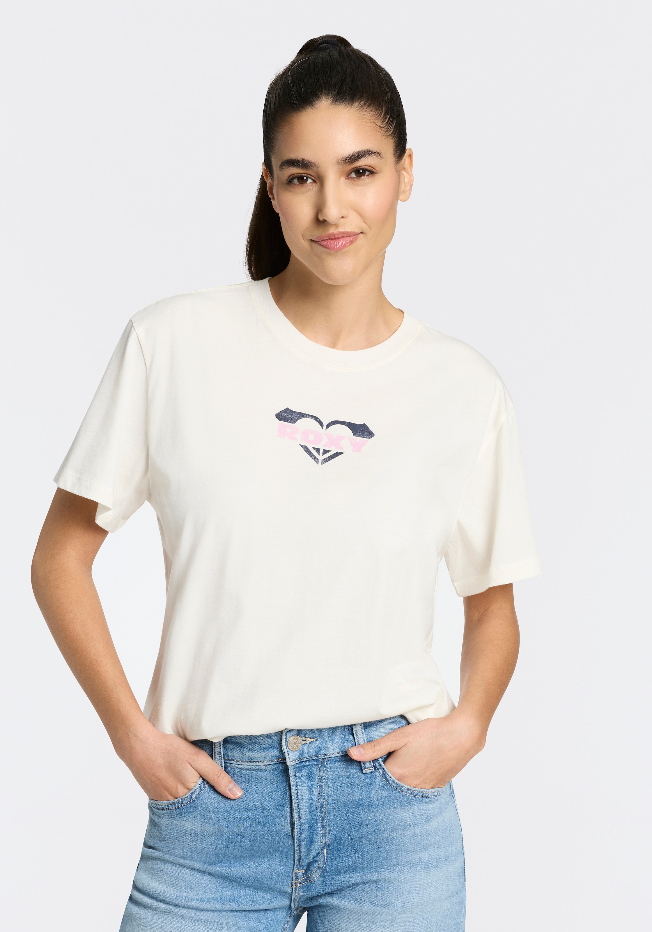 Roxy T-Shirt »O HANGLOOSE CLASHORT SLEEVEIC LOGO« 2 Kurzarm, für vielseitige Aktivitäten, aus Jersey-Material