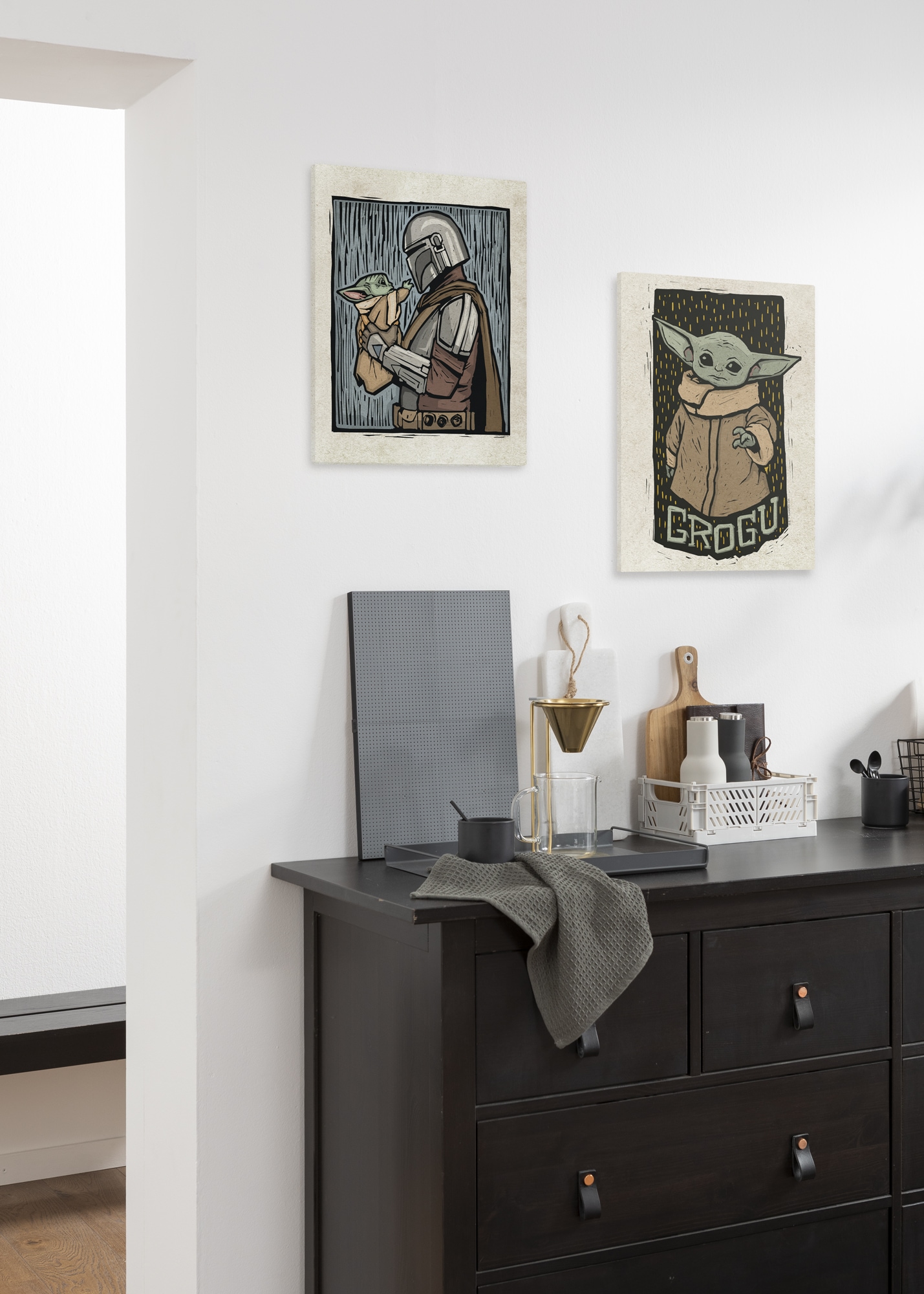 Komar Leinwandbild »Star Wars The Mandalorian Grogu Lino-Cut«, Disney, (1 St.), 30 x 40 cm (Breite x Höhe) - Kinderzimmer, Dekoration