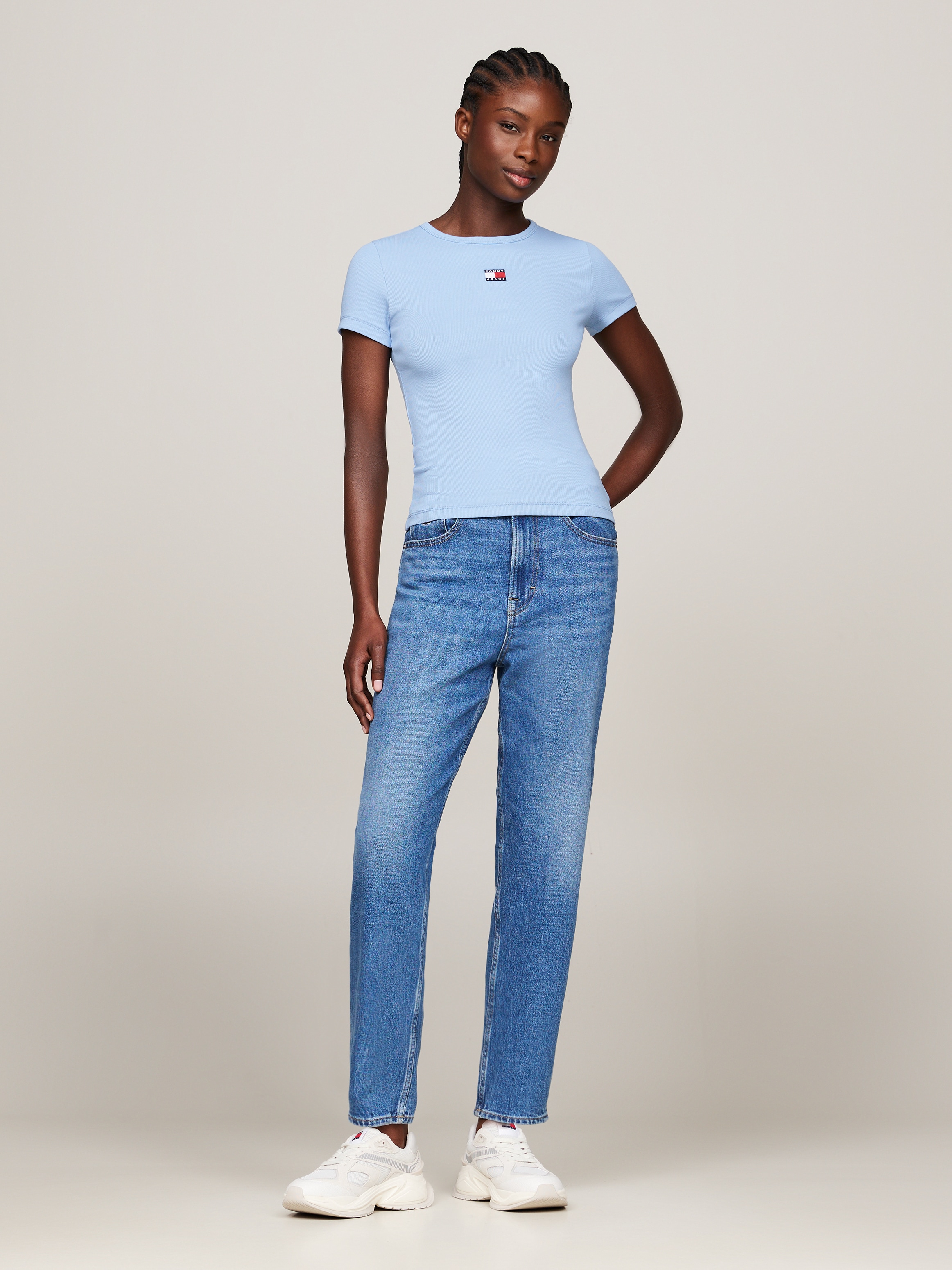 Tommy Jeans T-Shirt »TJW SLIM BADGE RIB TEE«, in Rippoptik