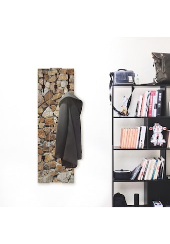 Artland Garderobenleiste »Braune Steinwand«, platzsparende Wandgarderobe aus Holz mit... kaufen