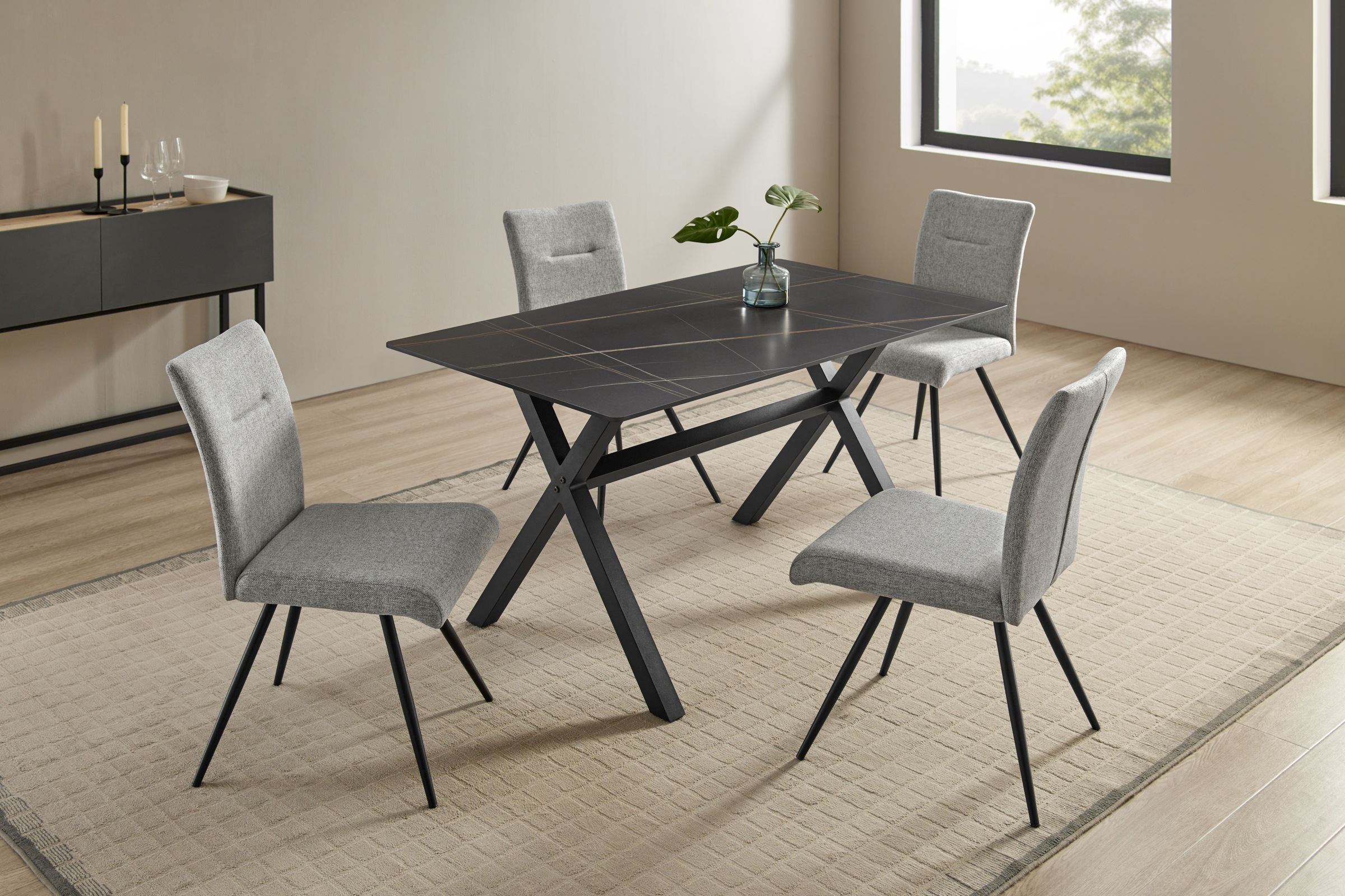 OTTO home Esstisch »Cazie« aus Sicherheitsglas mit drehbarer Tischplatte und verstellbaren Füßen