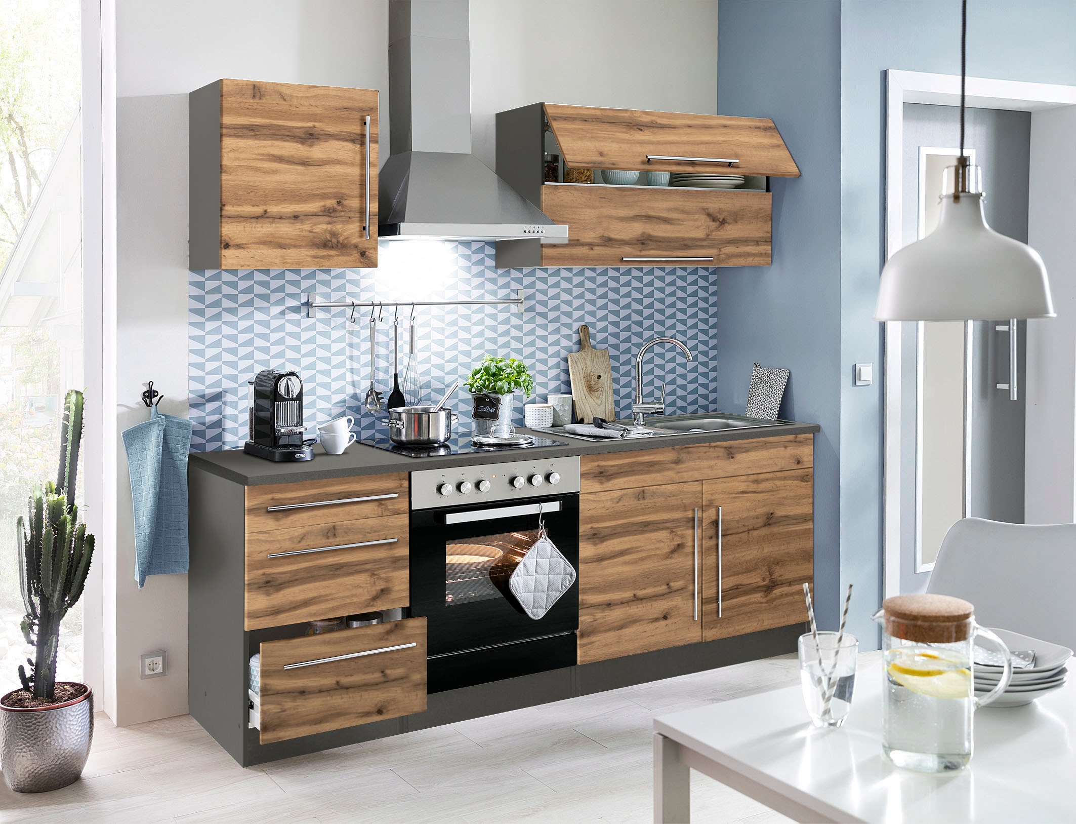 KOCHSTATION Spülenschrank »KS-Samos«, 100 cm breit, inkl. Einbauspüle