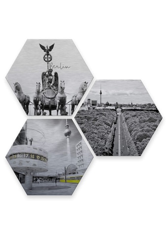 Wall-Art Mehrteilige Bilder »Silber Effekt Berlin Collage«, (Set, 3 St.) kaufen