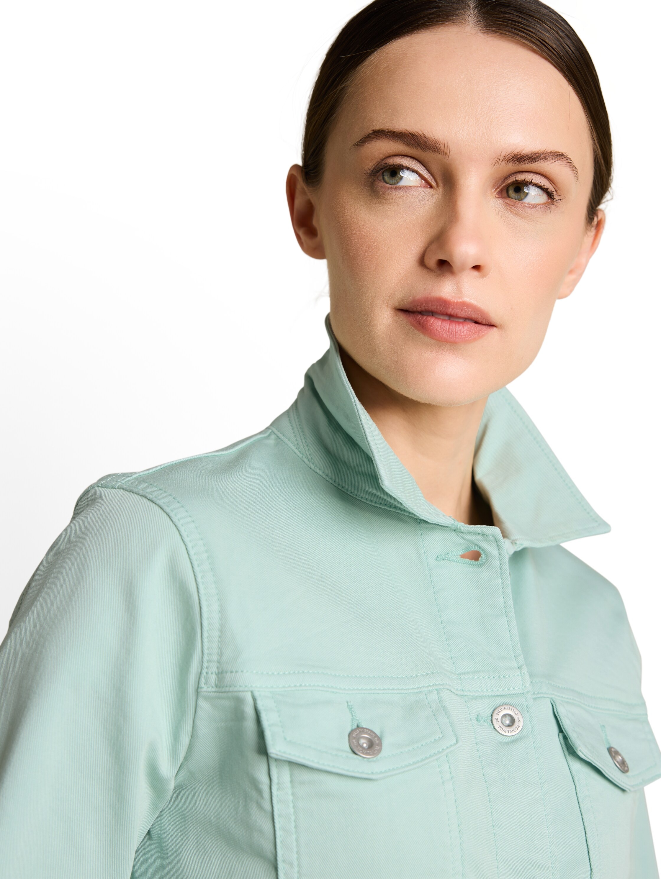 TOM TAILOR Jeansjacke ohne Kapuze mit Knopfleiste und Stretch