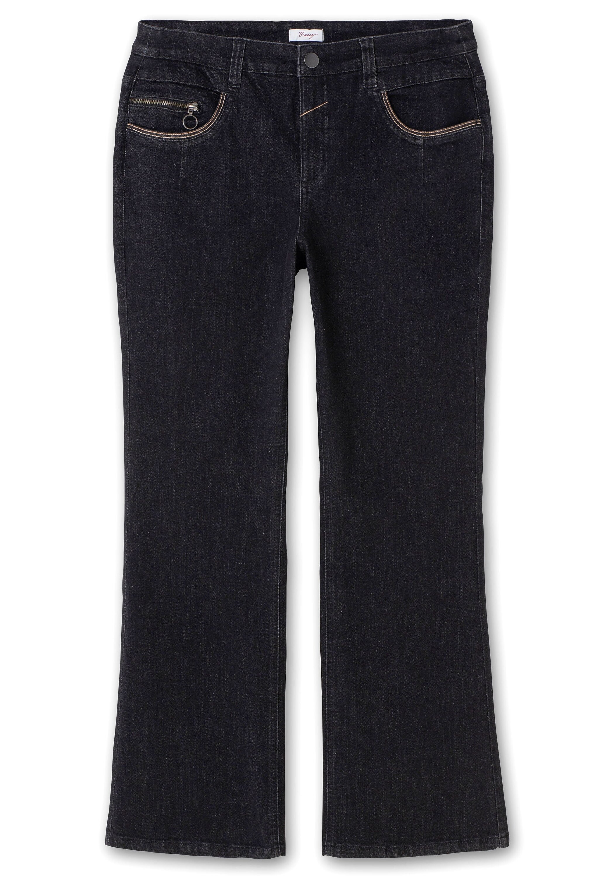 Sheego Bootcut-Jeans »Jeans mit Kontrast-Stickerei, extralang«