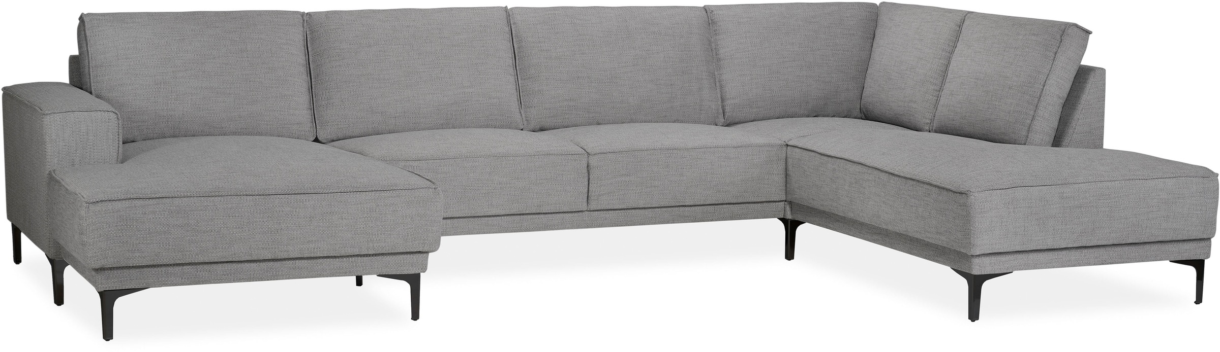Places of Style Wohnlandschaft »XXL Sofa Oland, Struktur, Flachgewebe, Luxus-Microfaser, Boucle«, U-Form, 345 cm, Wellenunterfederung, Skandi-Design, Metallfüße