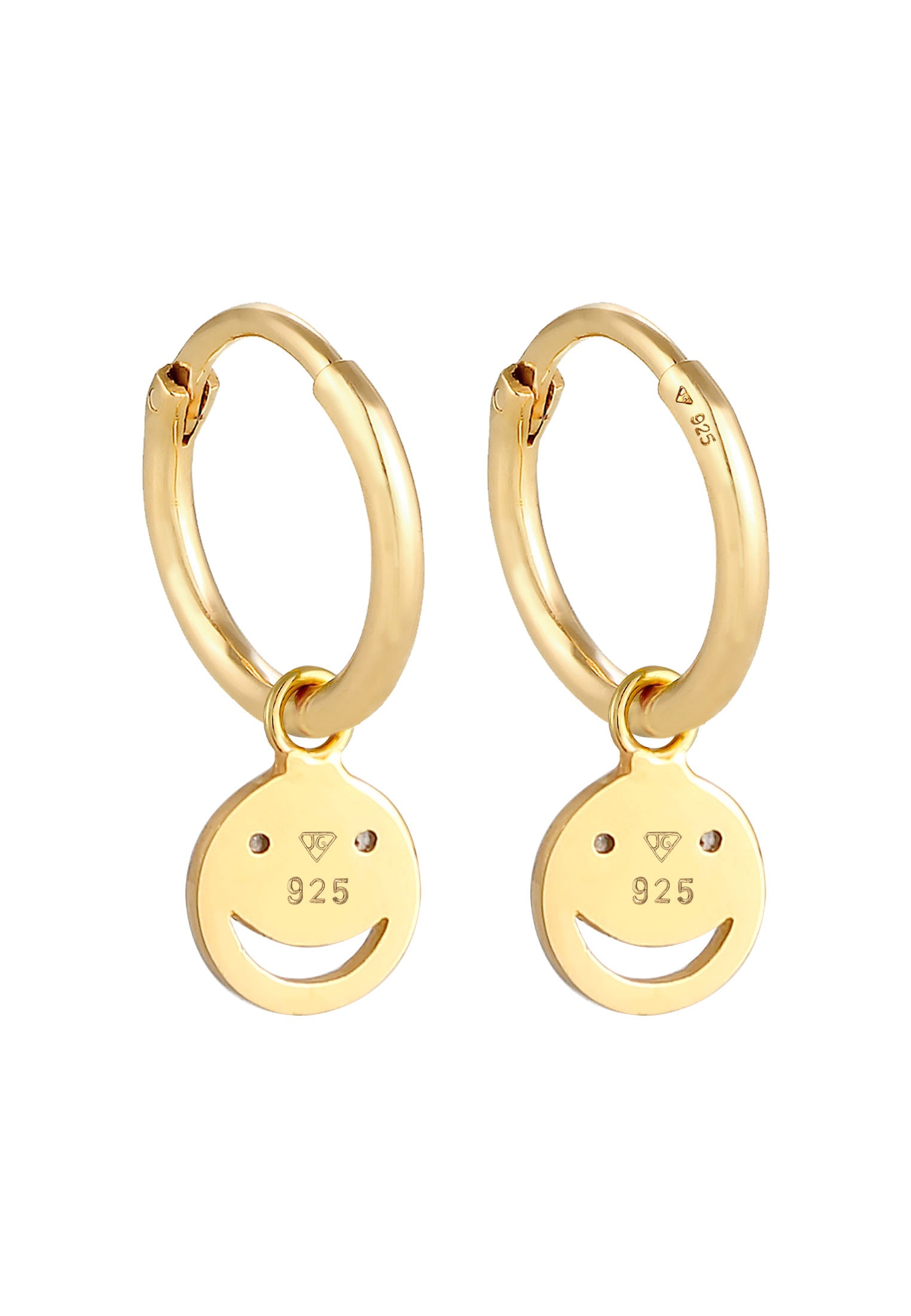 Elli Paar Creolen »Ohrringe Creolen Trend Smiling Plättchen 925 Silber«