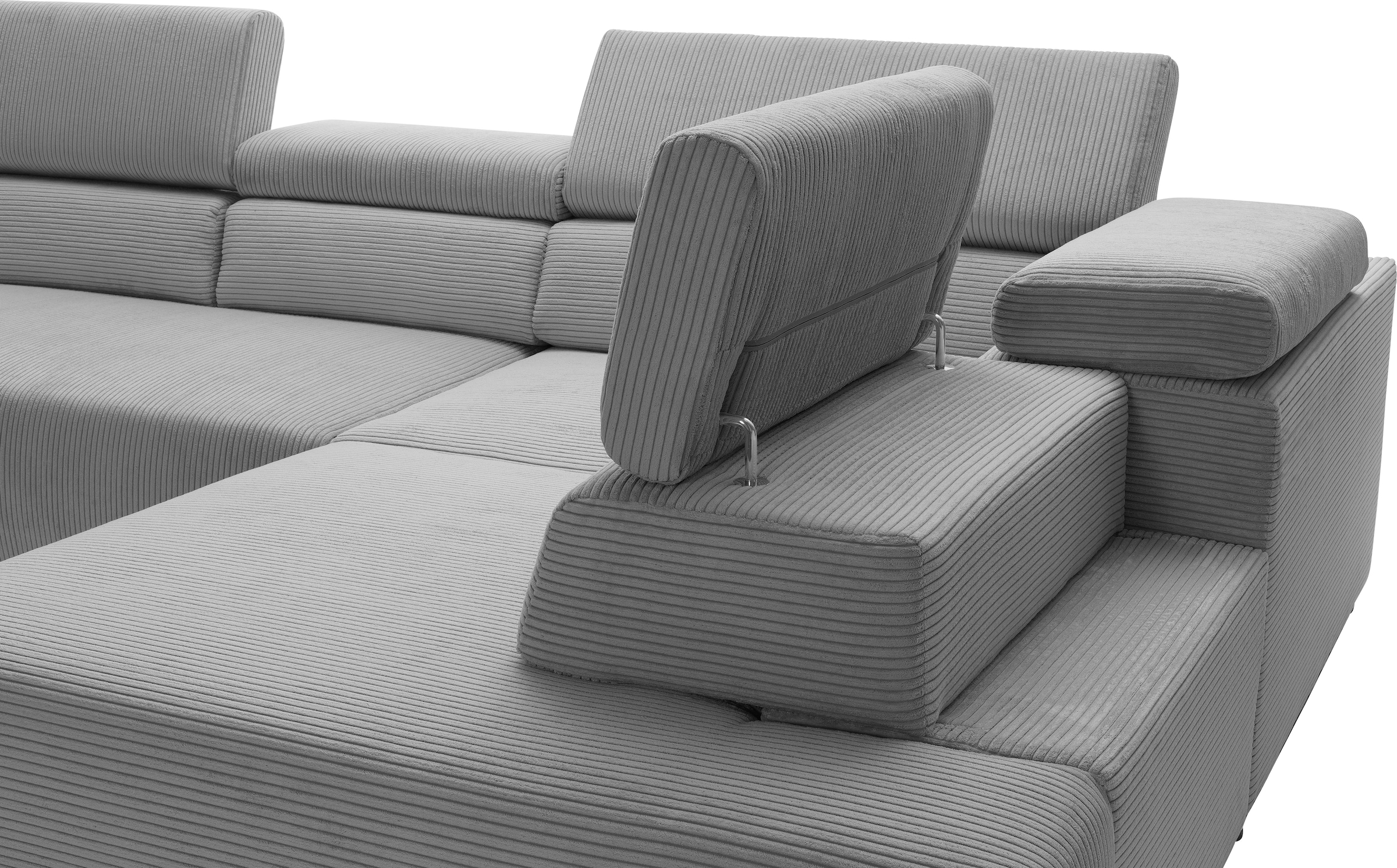 exxpo - sofa fashion Ecksofa »VITTORIO mit Komfortfunktionen, bequem und modern, Cord, L-Form«, inkl. Kopfteil- und Sitztiefenverstellung, wahlweise mit Bettfunktion