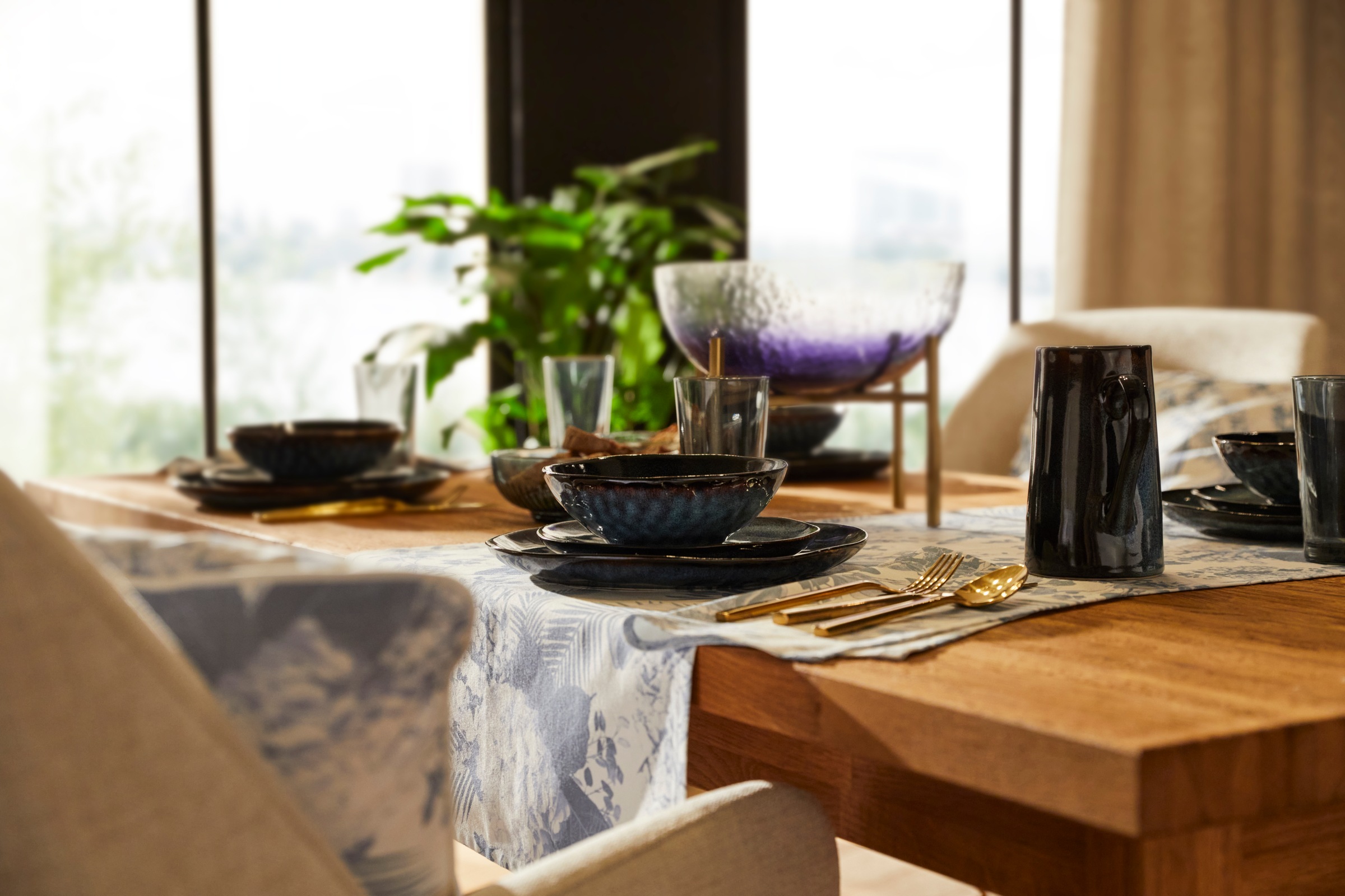 Guido Maria Kretschmer Home&Living Kombiservice »Geschirr-Set, Service Bienveno«, (Set, 12 tlg.), Handmade-Look, jedes Stück ein Unikat, 12 Teile, für 4 Personen