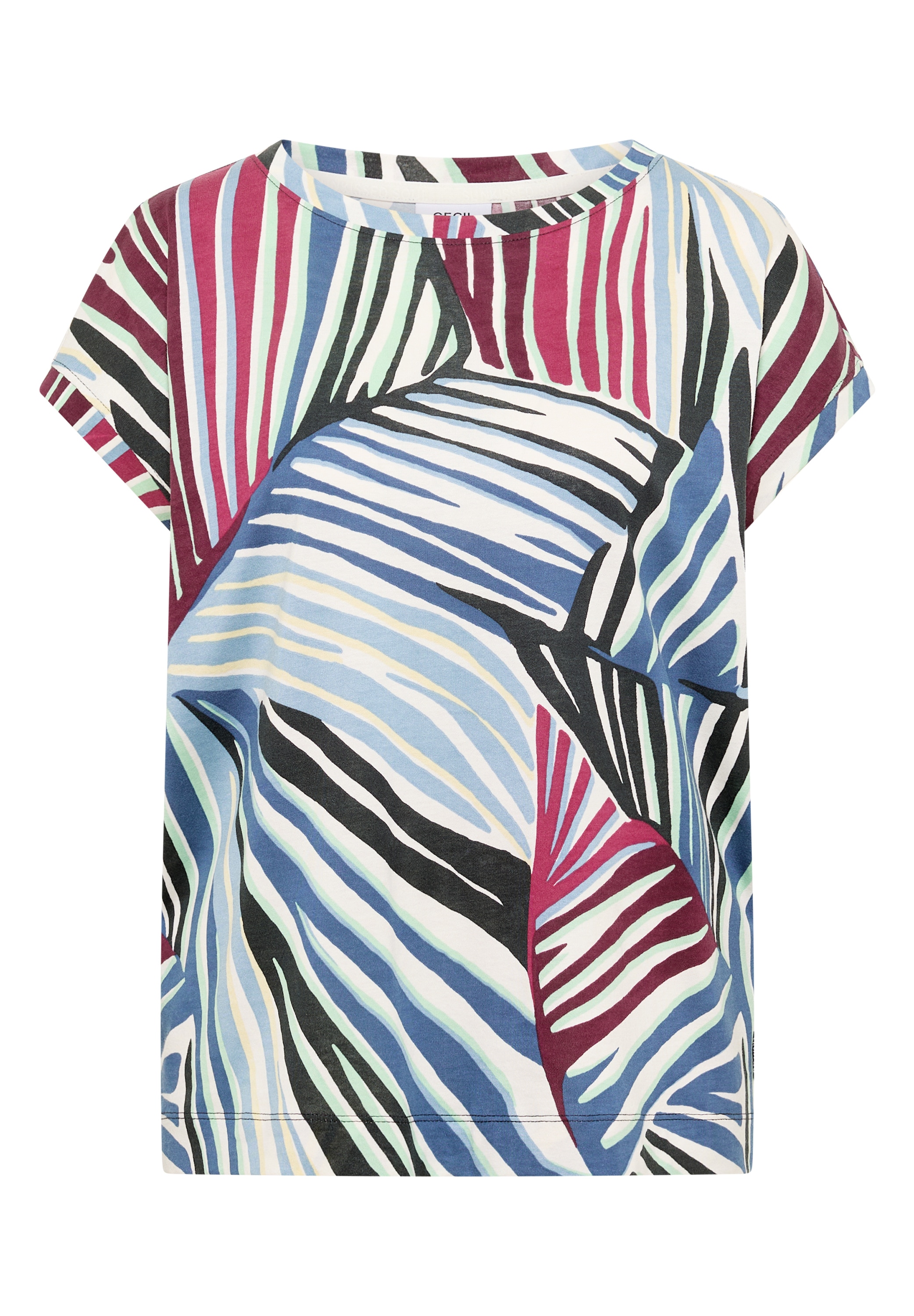 Cecil Kurzarmshirt Sommershirt mit Boatneck und Grafikprint