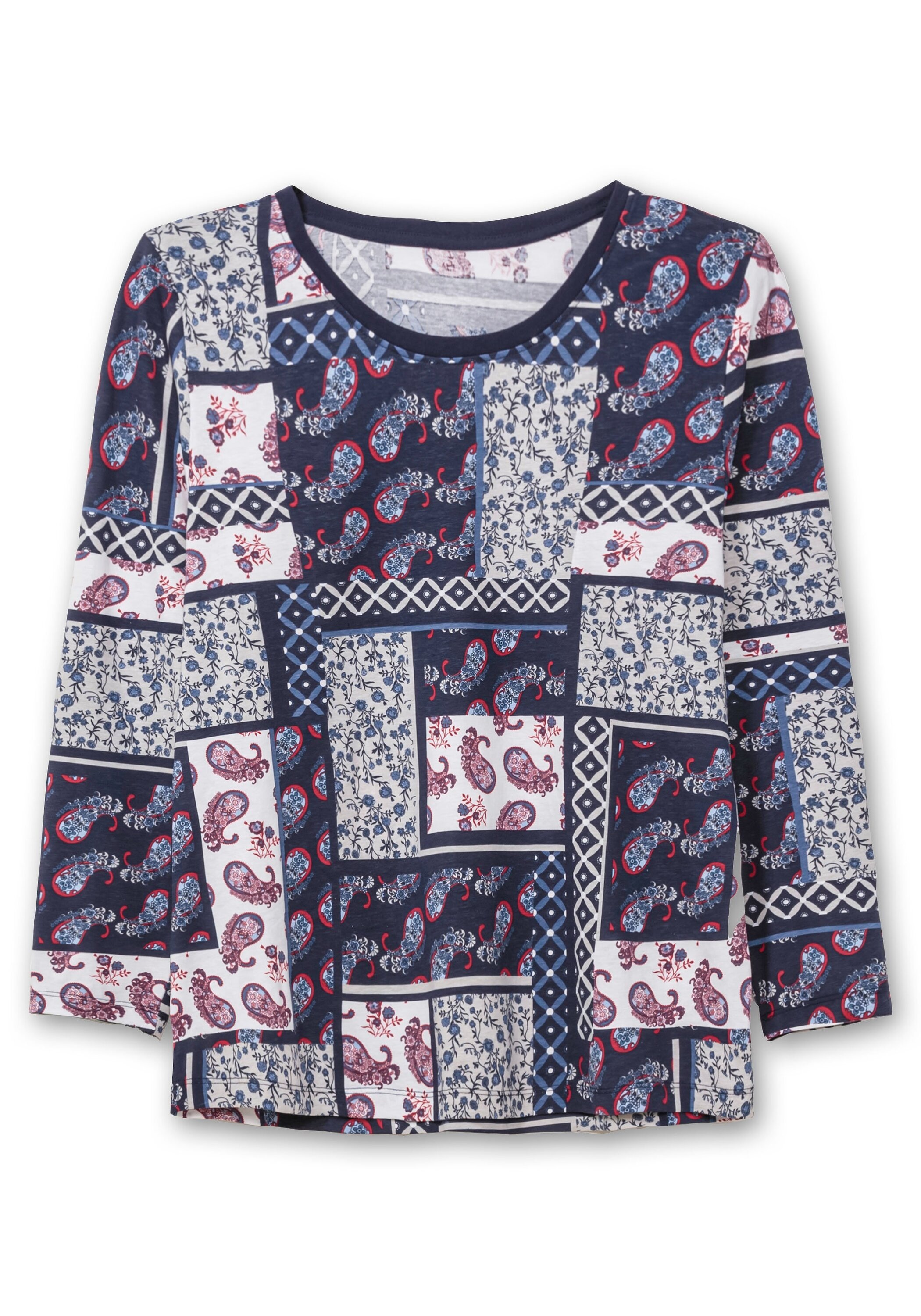 Sheego Langarmshirt »Langarmshirt im Patchwork-Mustermix«, im Patchwork-Mustermix