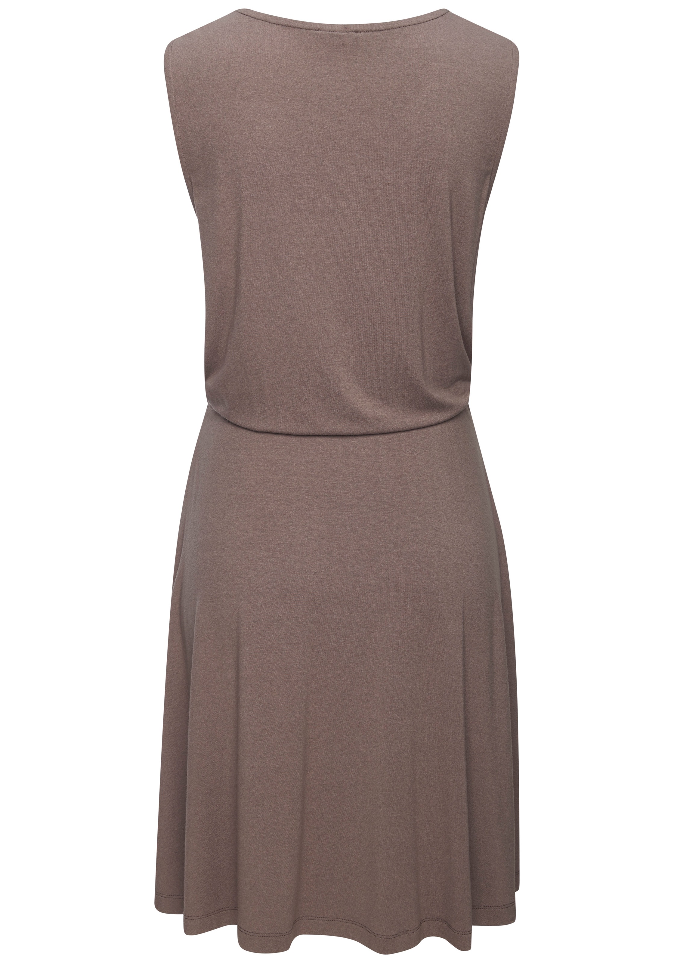 LASCANA Jerseykleid »mit schwingendem Rock und goldenem Zieraccessoire« Ohne Taschen ärmelloses Sommerkleid mit breiten Trägern und V-Ausschnitt