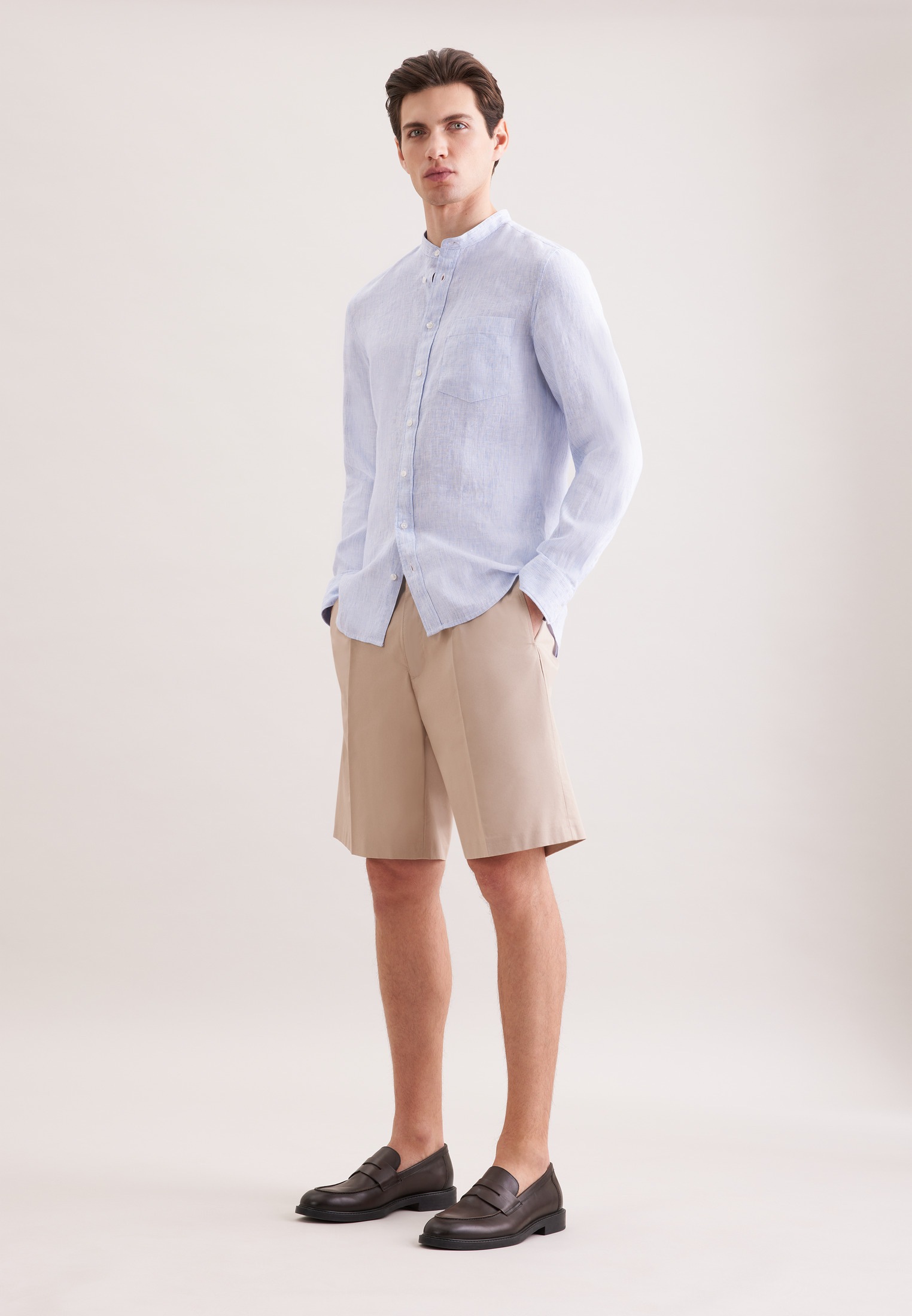 seidensticker Leinenhemd »Schwarze Rose« Slim 1/1 Stehkragen Gestreift