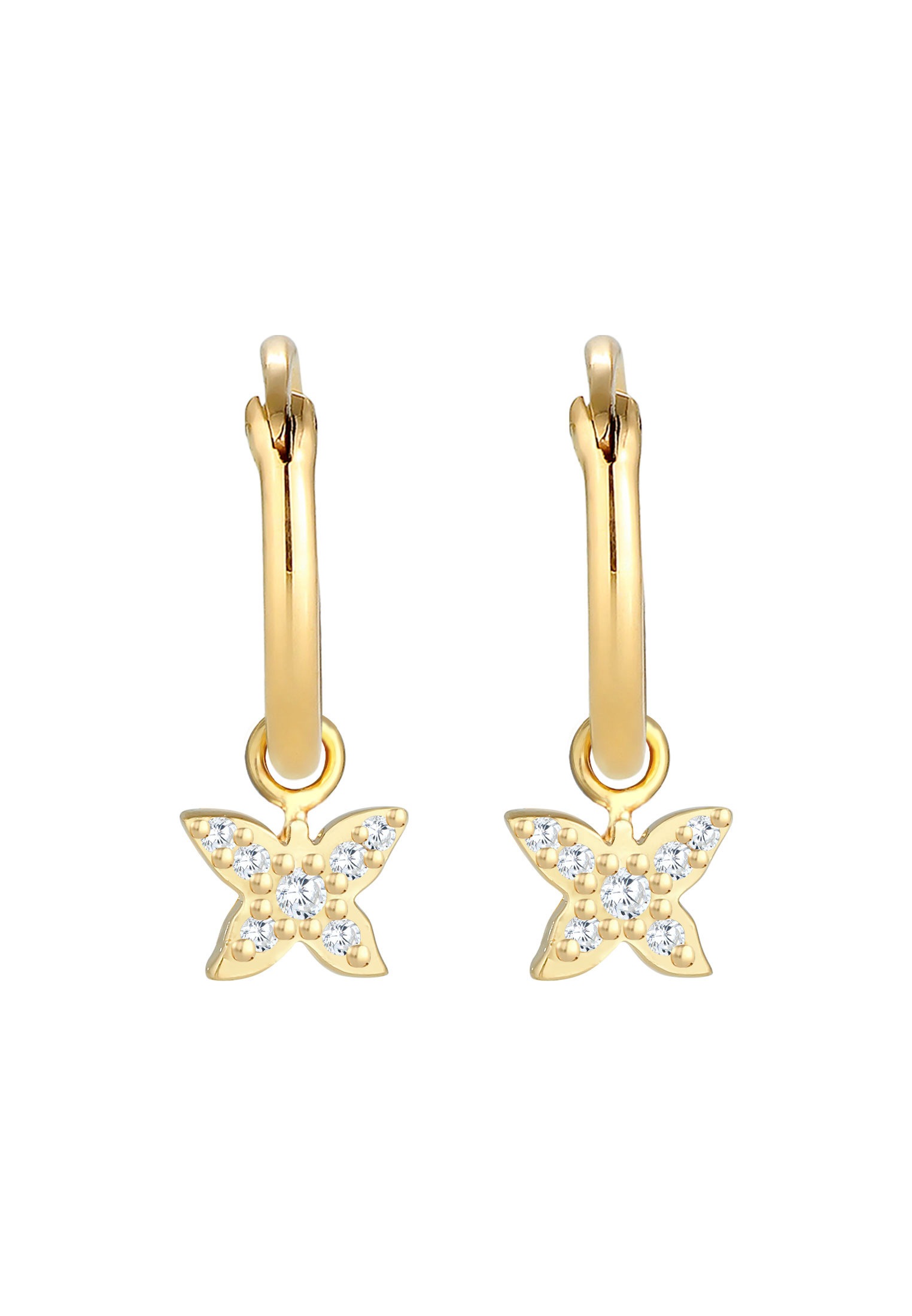 Elli Paar Creolen »Ohrringe Creolen Schmetterling Zirkonia 925 Silber«