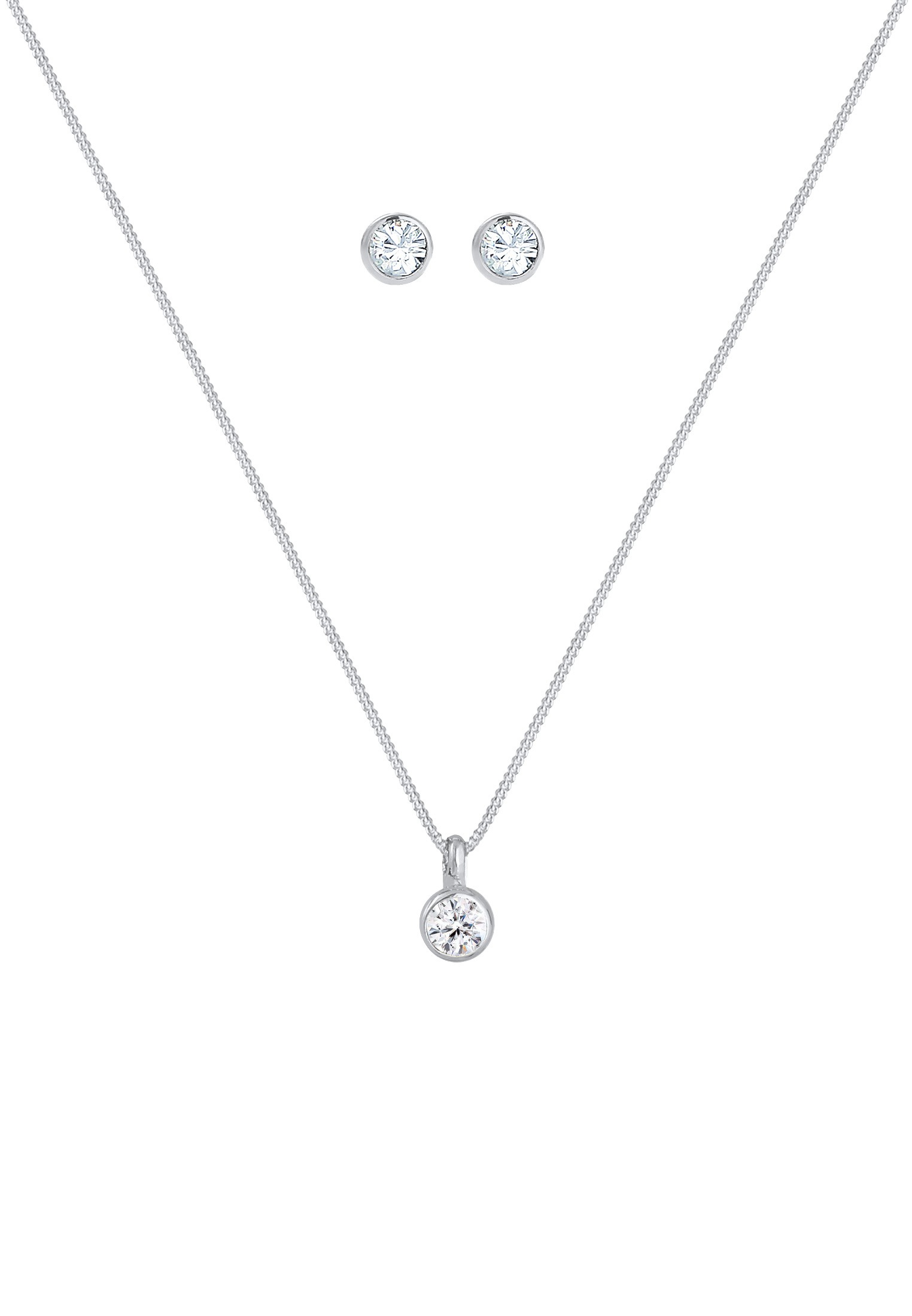 Elli Ohrring und Ketten Set »Schmuckset Basic Solitär 925 Sterling Silber, mit Kristallen von Swarovski®«