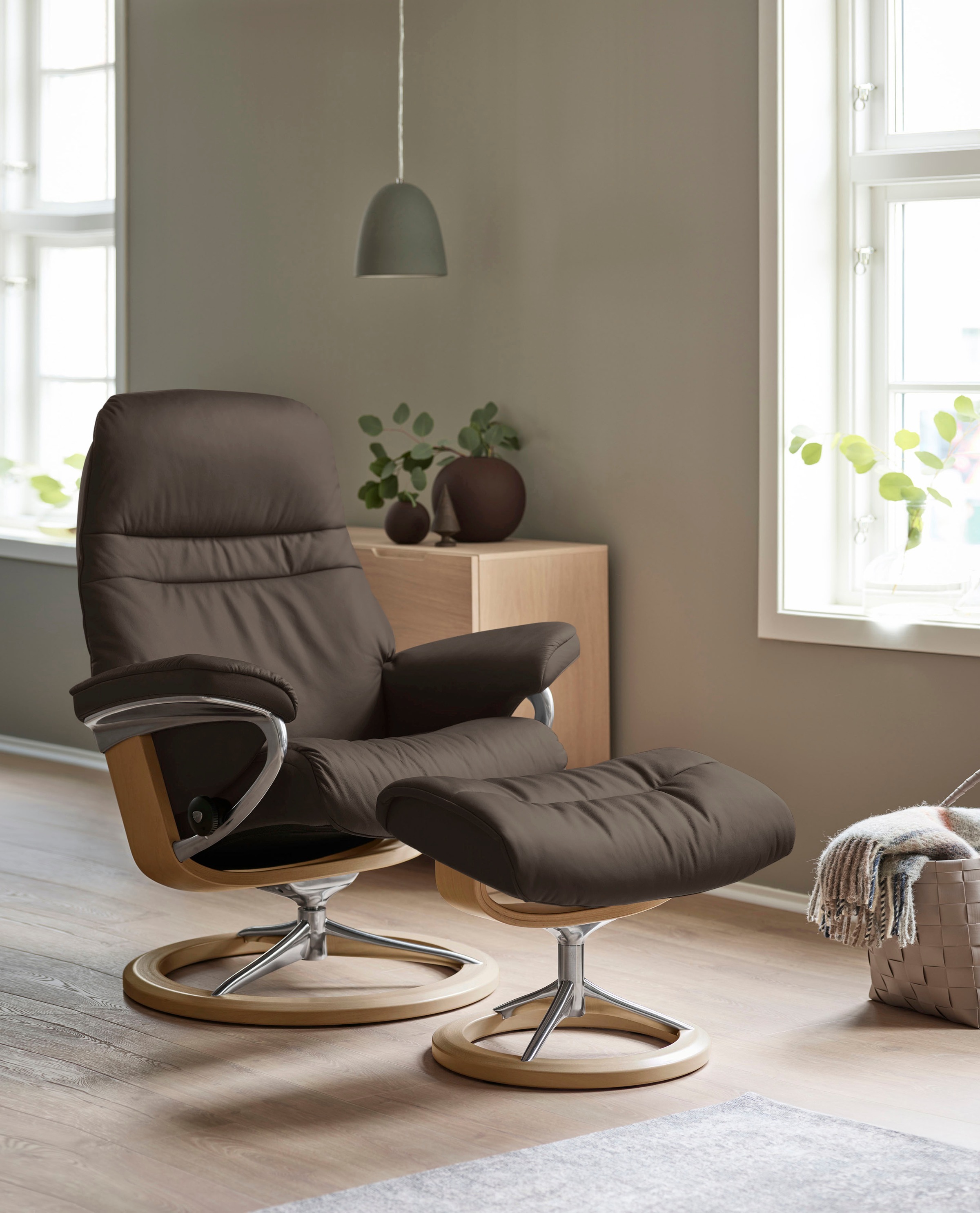 Stressless® Relaxsessel »Sunrise« Relaxsessel mit Hocker,  mit Signature Base, Größe S, Gestell Eiche
