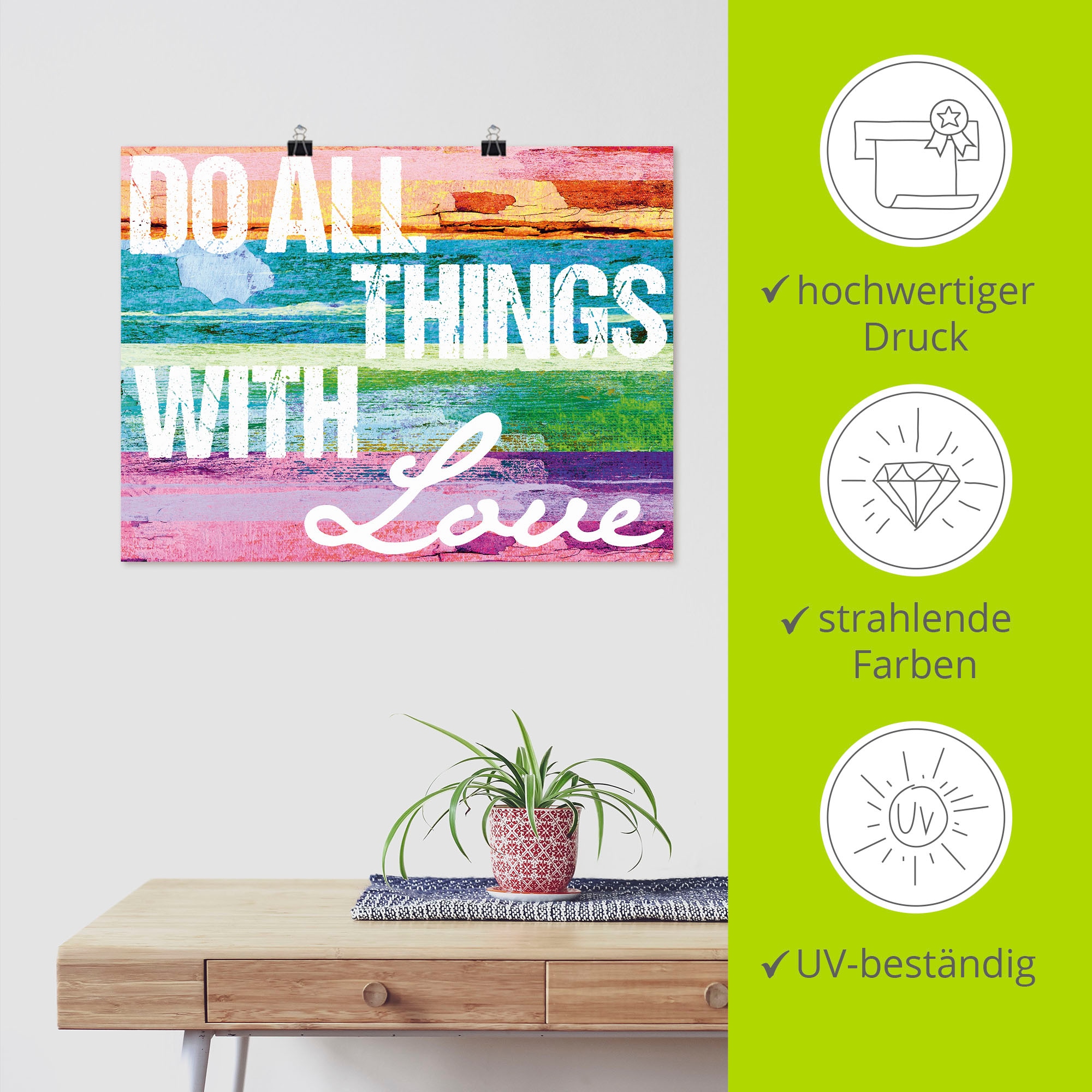 Artland Wandbild »Tu alles mit Liebe« Sprüche & Texte 1 Stk. tlg. als Alubild, Outdoorbild, Leinwandbild, Poster in verschied. Größen