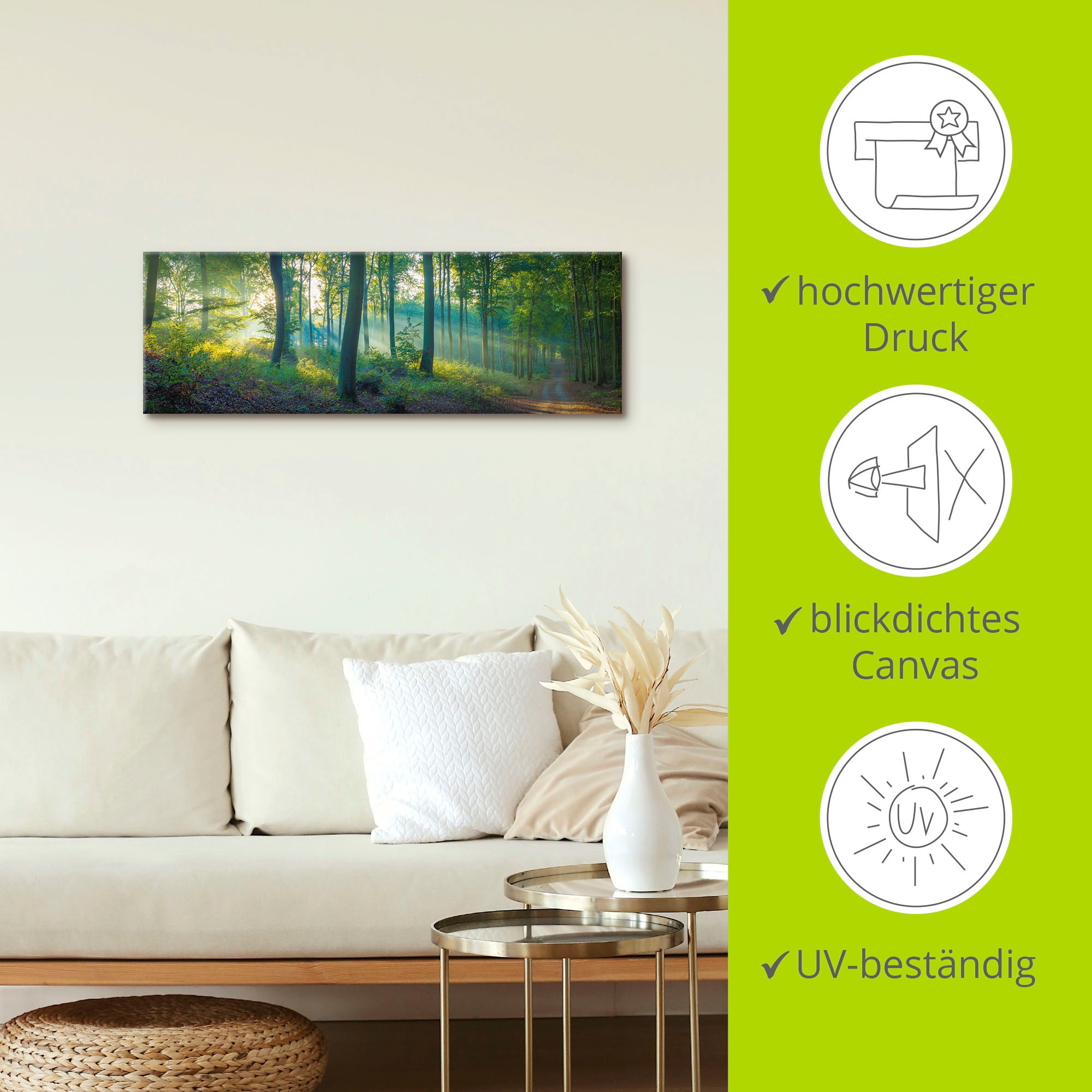 Artland Leinwandbild »Wald Panorama« Waldbilder 1 Stk. tlg. auf Holzrahmen gespannt