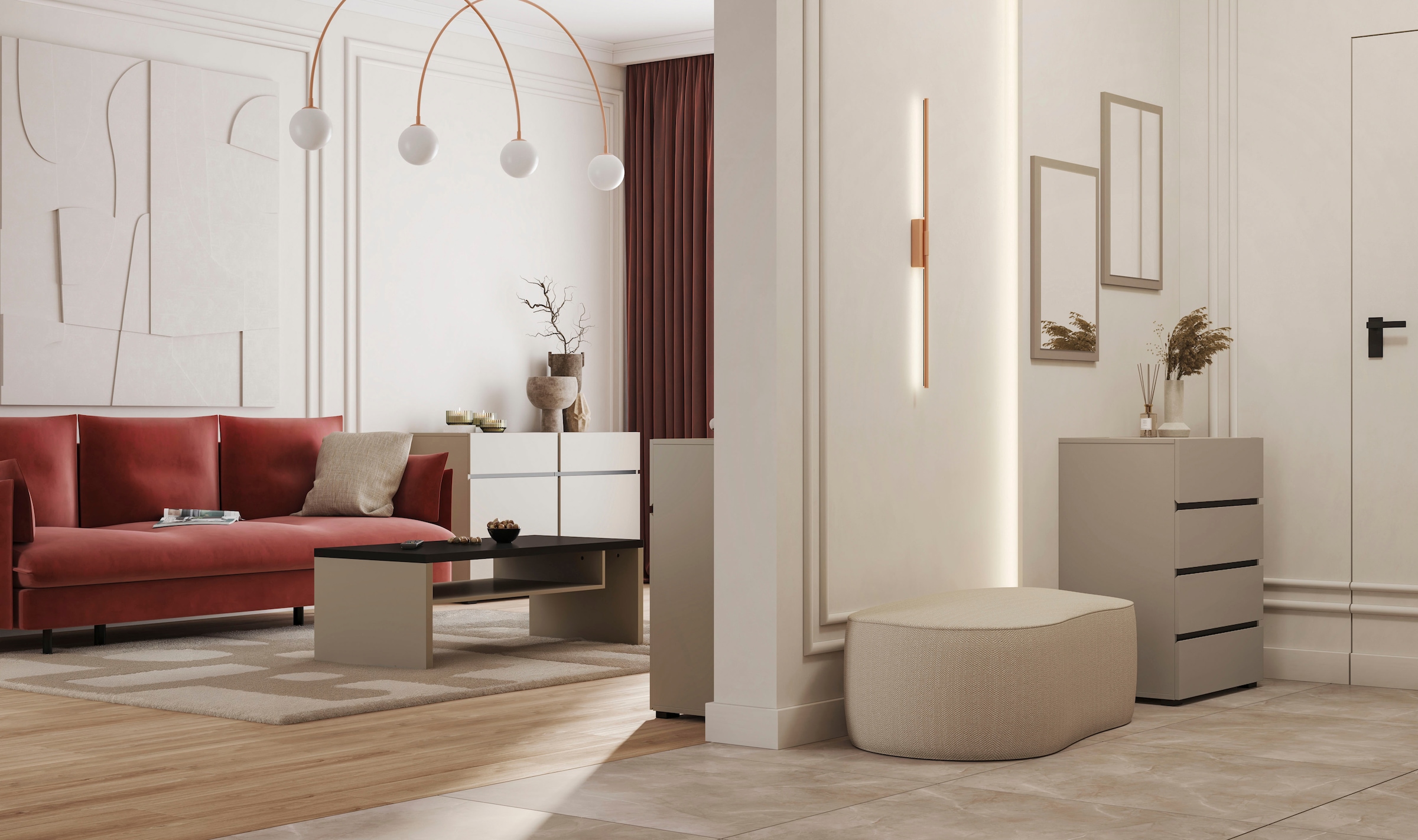OTTO home Kommode »Cross,Breite 60 cm, moderne grifflose Sideboard,4 Schubkästen« Schubladenschrank mit viel Stauraum, Flur Highboard