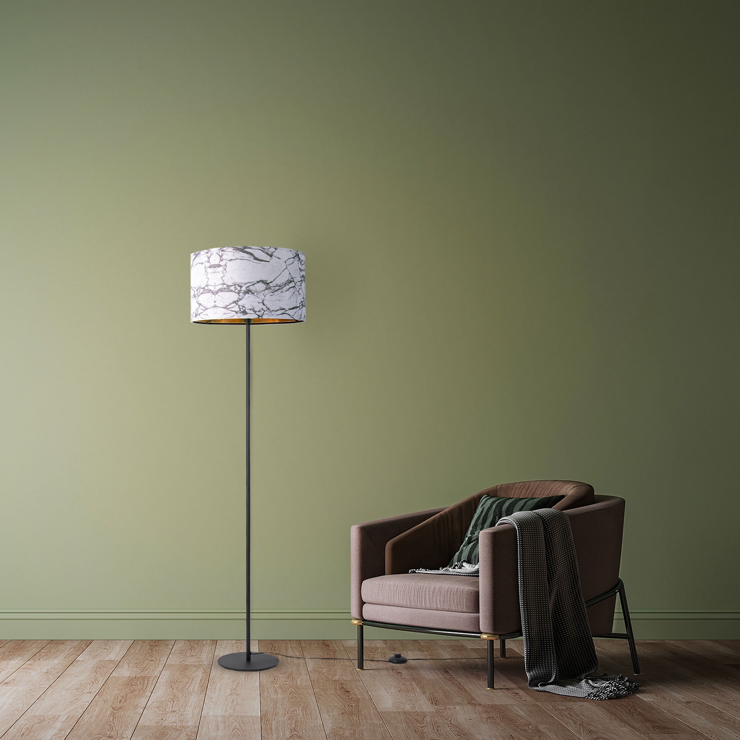 Paco Home Stehlampe »Kraft 525«, 1 flammig-flammig, Wohnzimmer Schlafzimmer  E27 Marmor Stein Design Grau Weiß bestellen im OTTO Online Shop