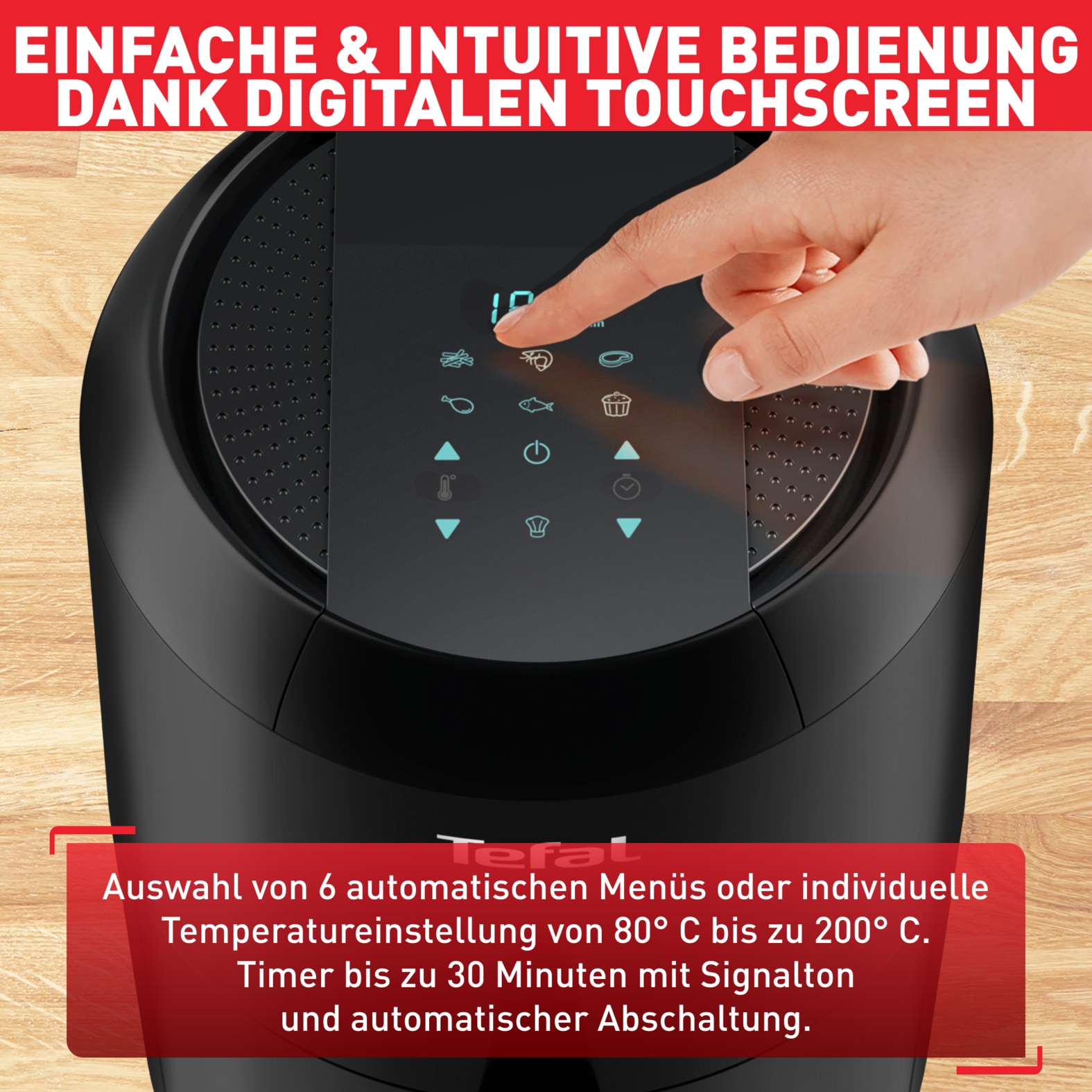 Tefal Heißluftfritteuse »EY3018 Easy Fry Compact«, 1030 W, Fassungsvermögen 1,6 l, für bis zu 2 Portionen, gesund mit wenig bis gar kein Öl, EY3018